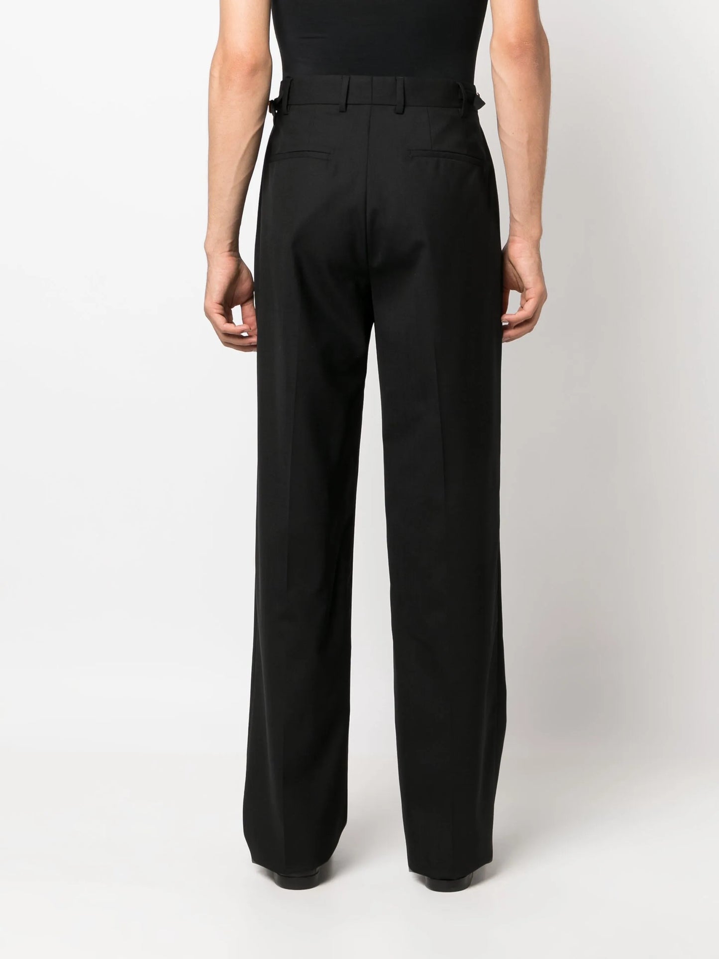 Medusa-plaque tailored wool trousers