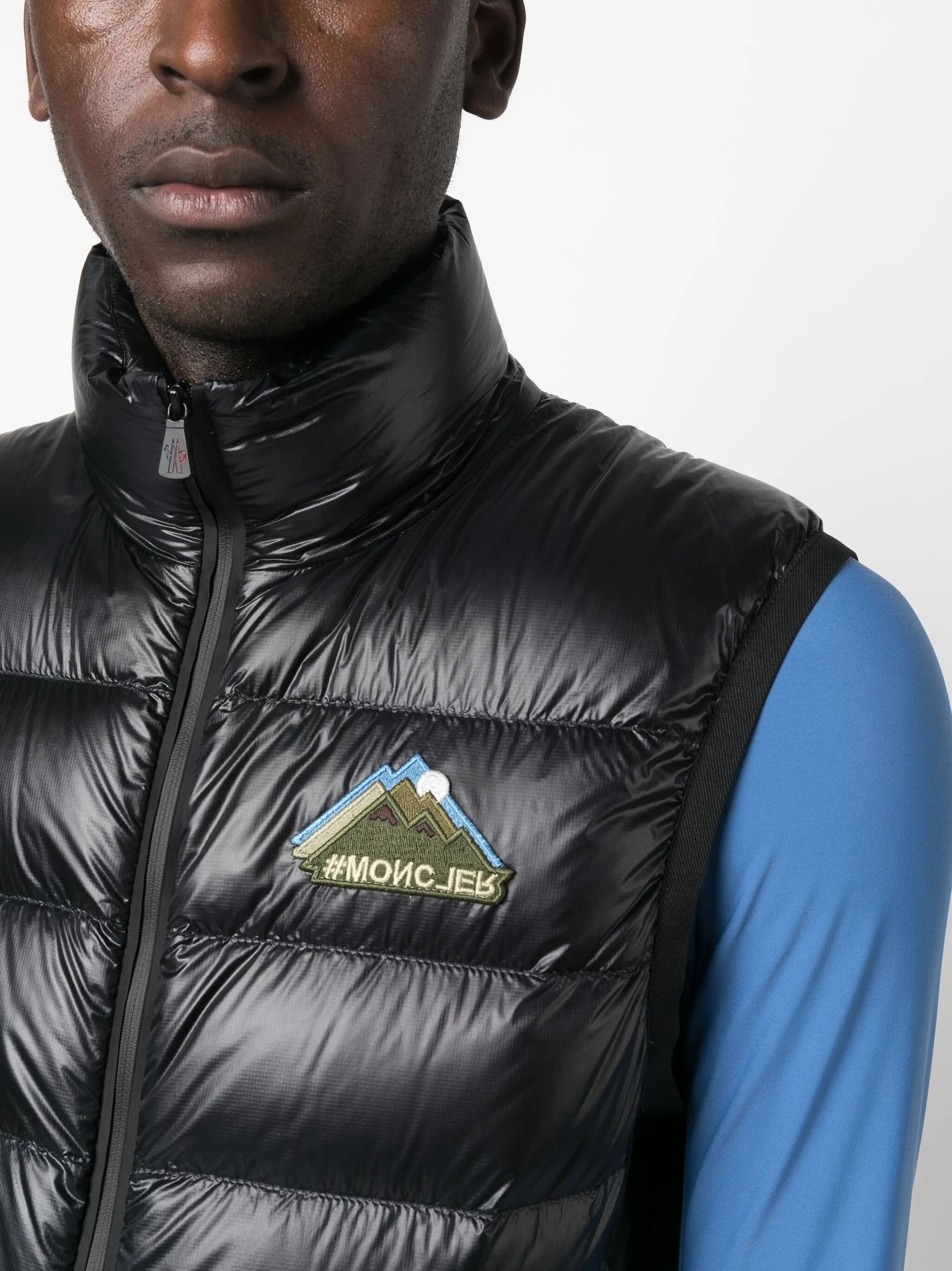 logo-patch jersey-down gilet