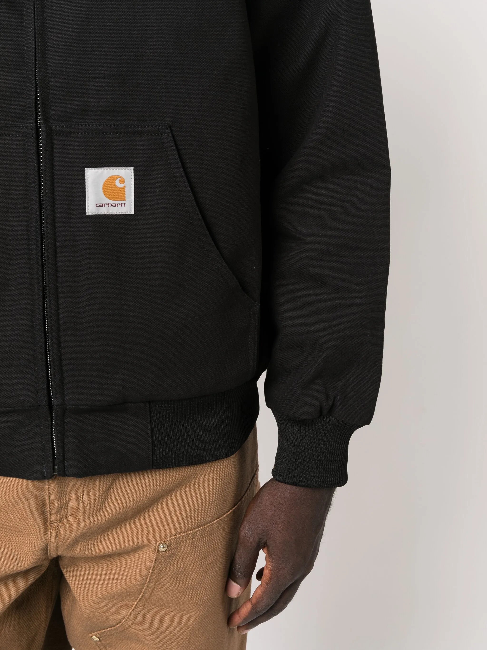logo-patch cotton hooded jacket