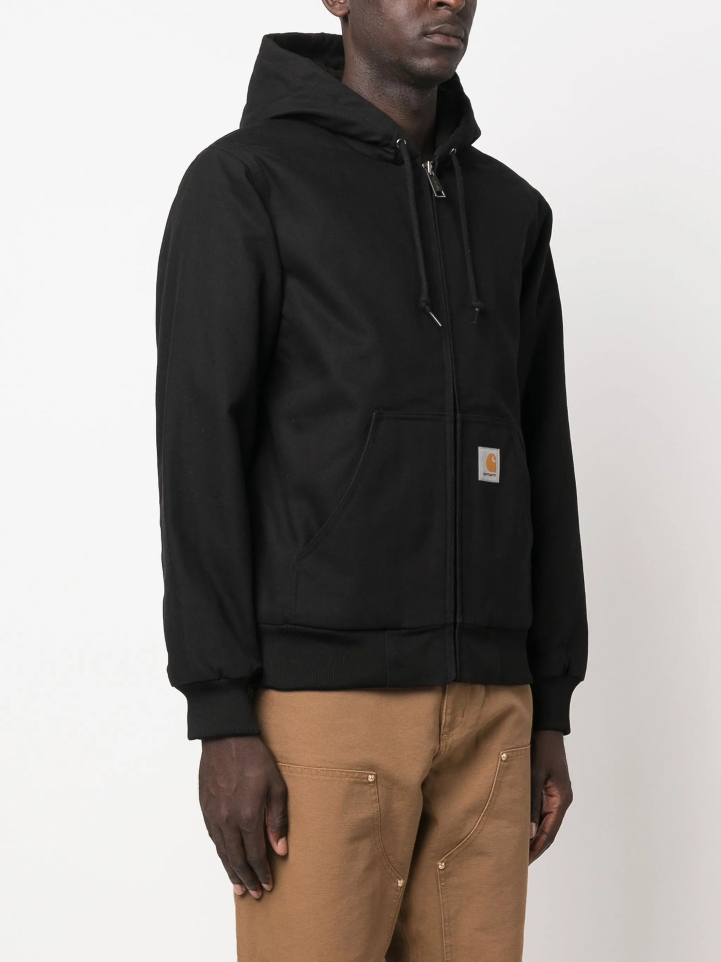 logo-patch cotton hooded jacket