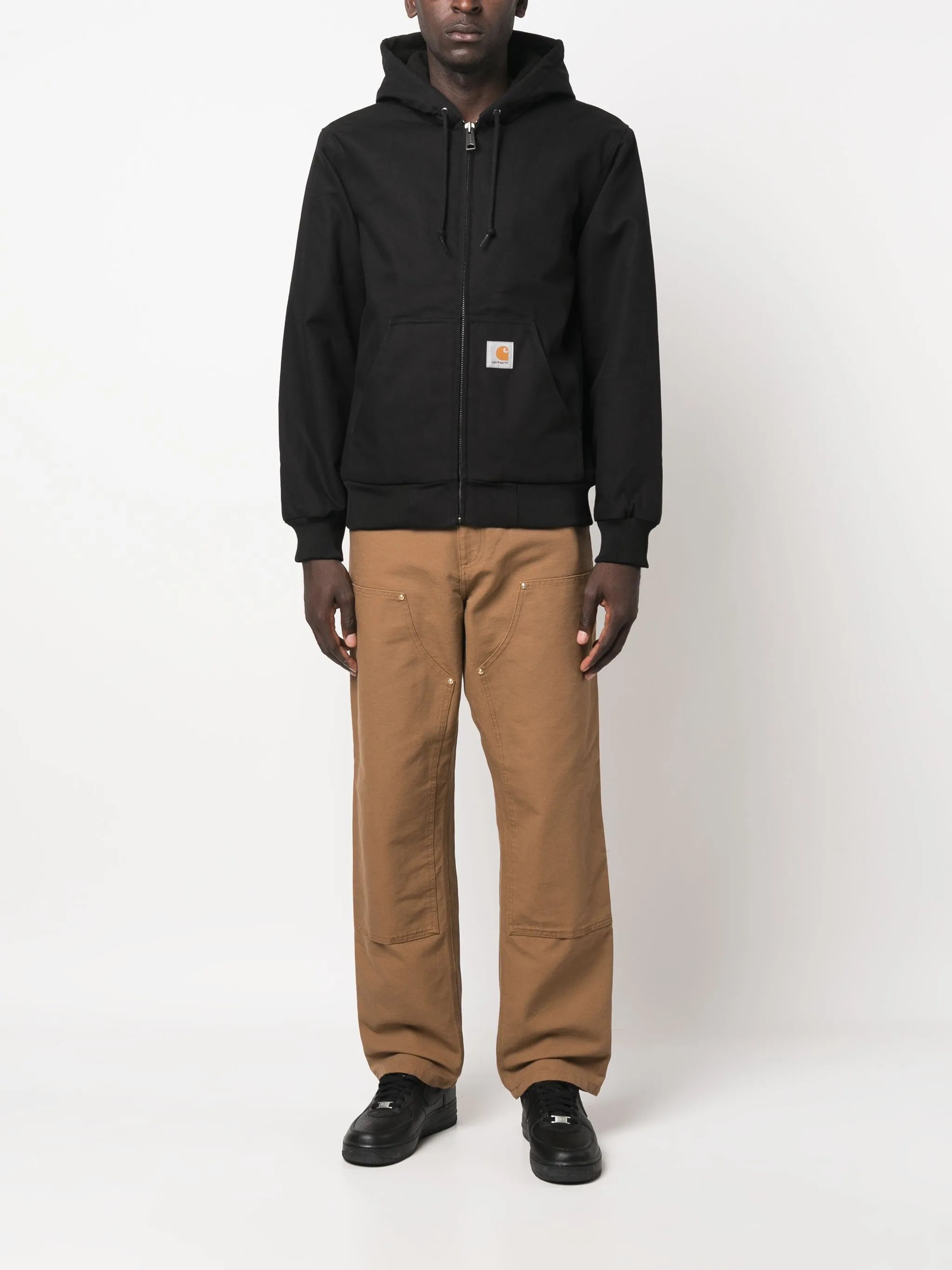 logo-patch cotton hooded jacket