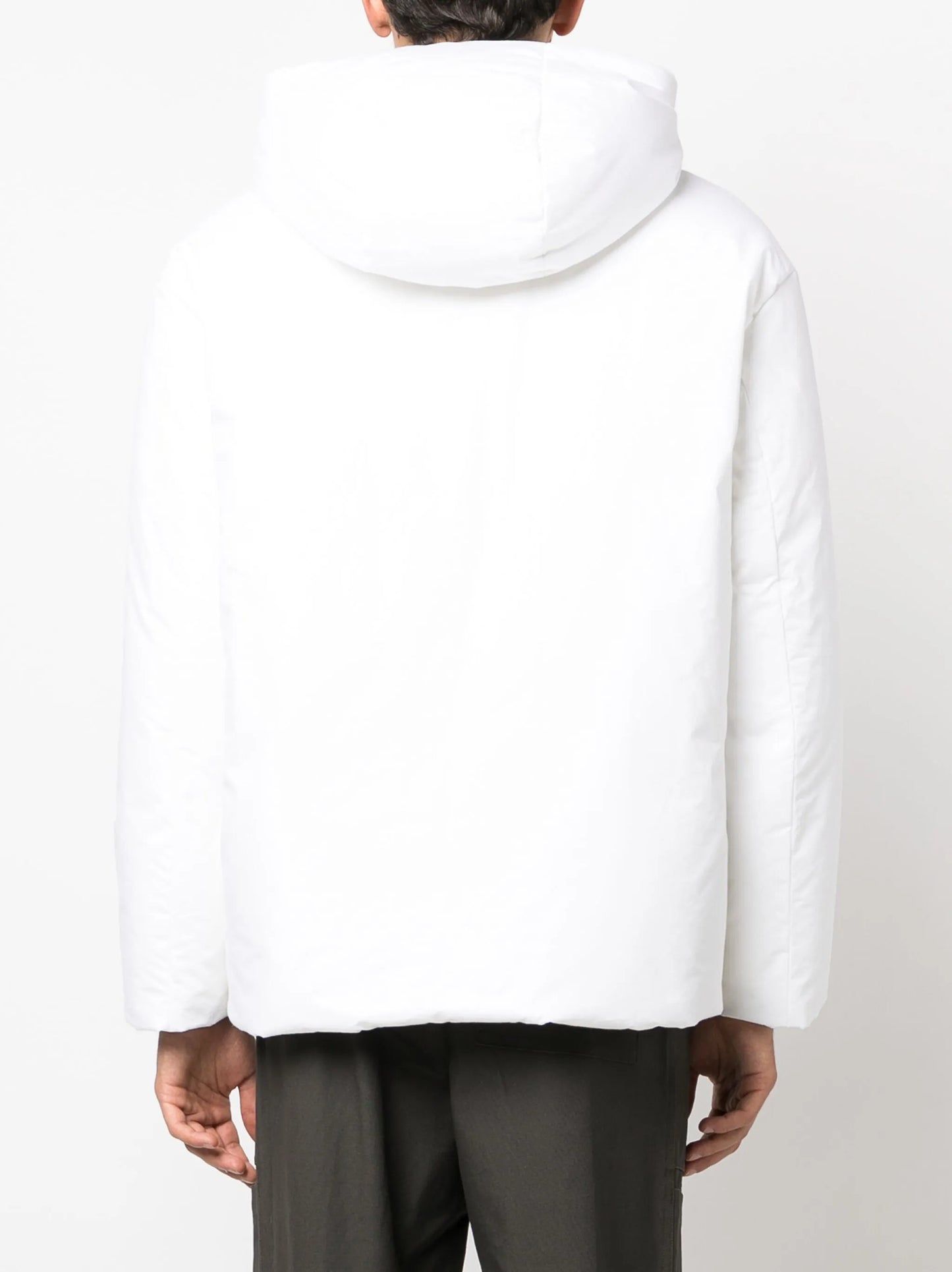 logo-print hooded down jacket