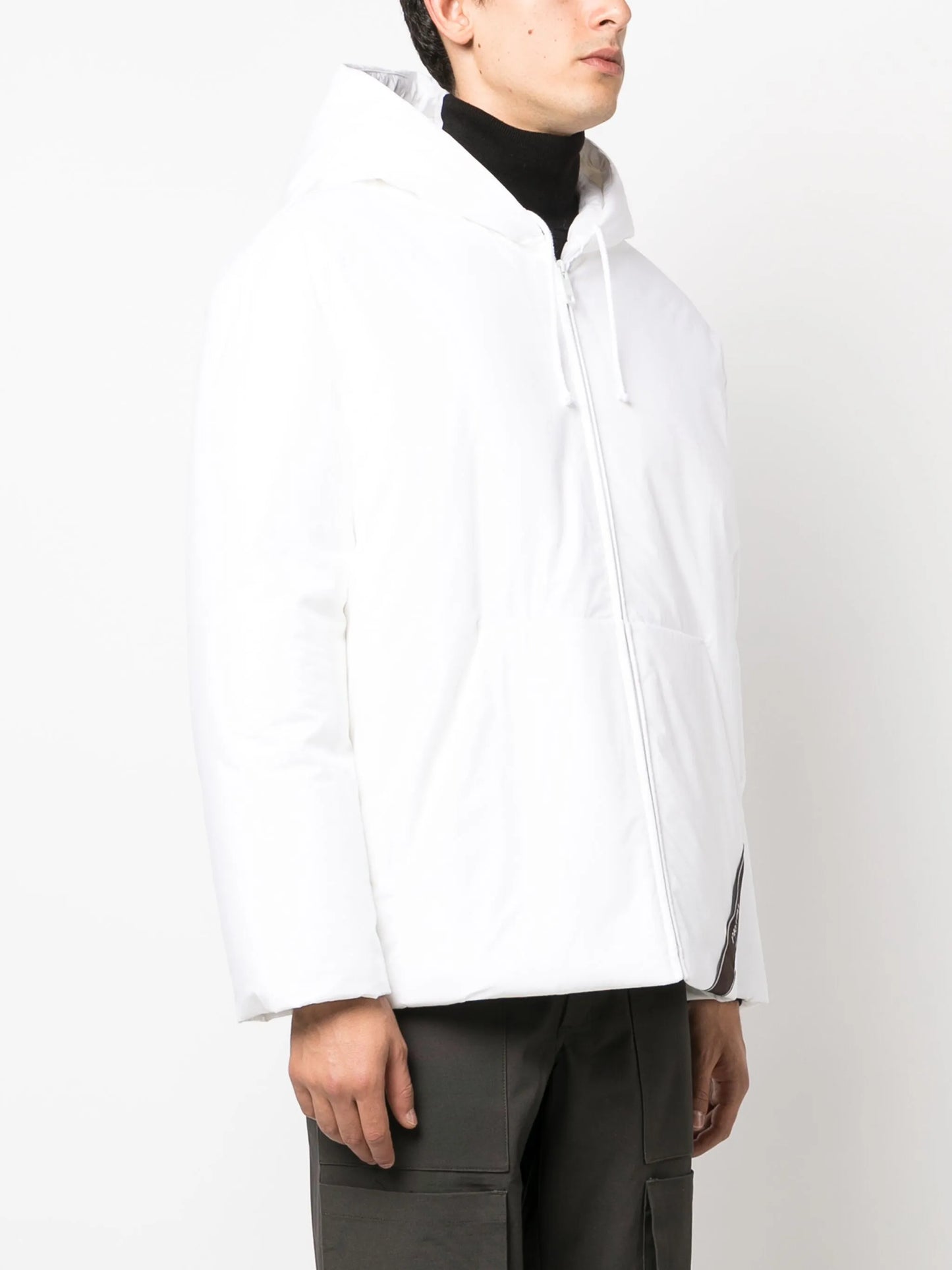 logo-print hooded down jacket