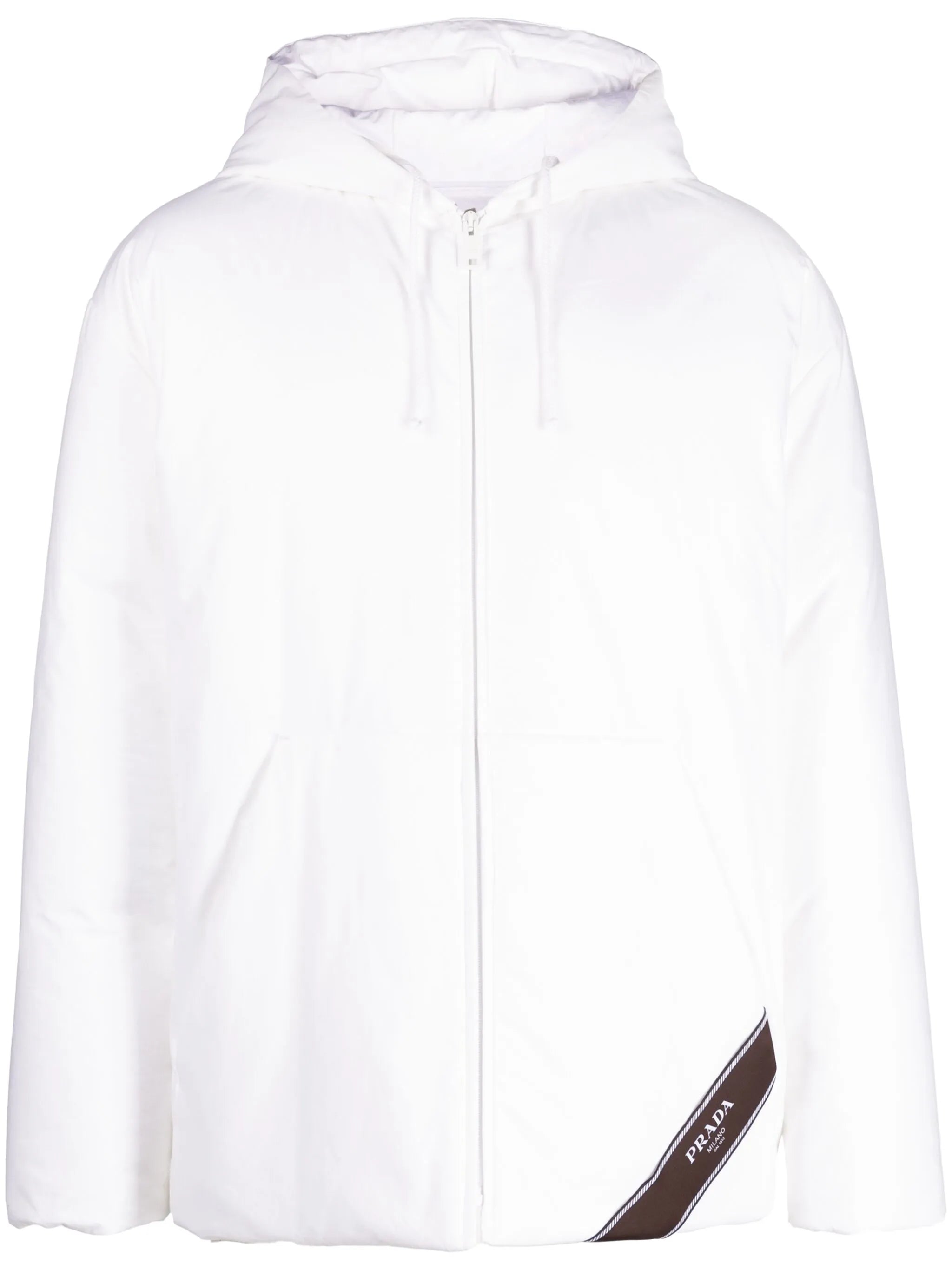 logo-print hooded down jacket