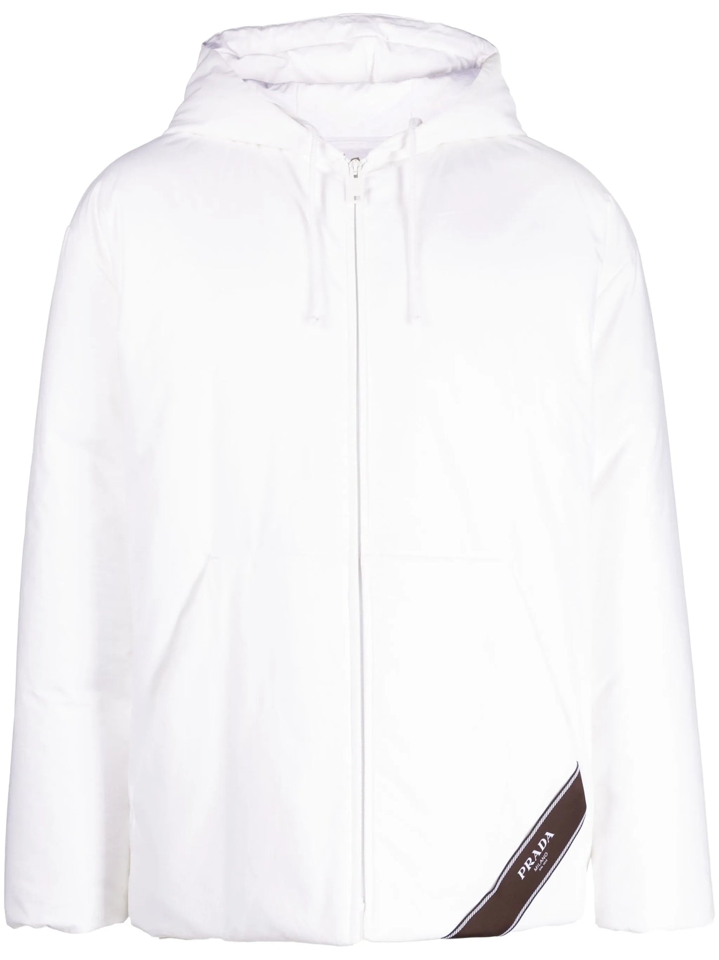 logo-print hooded down jacket