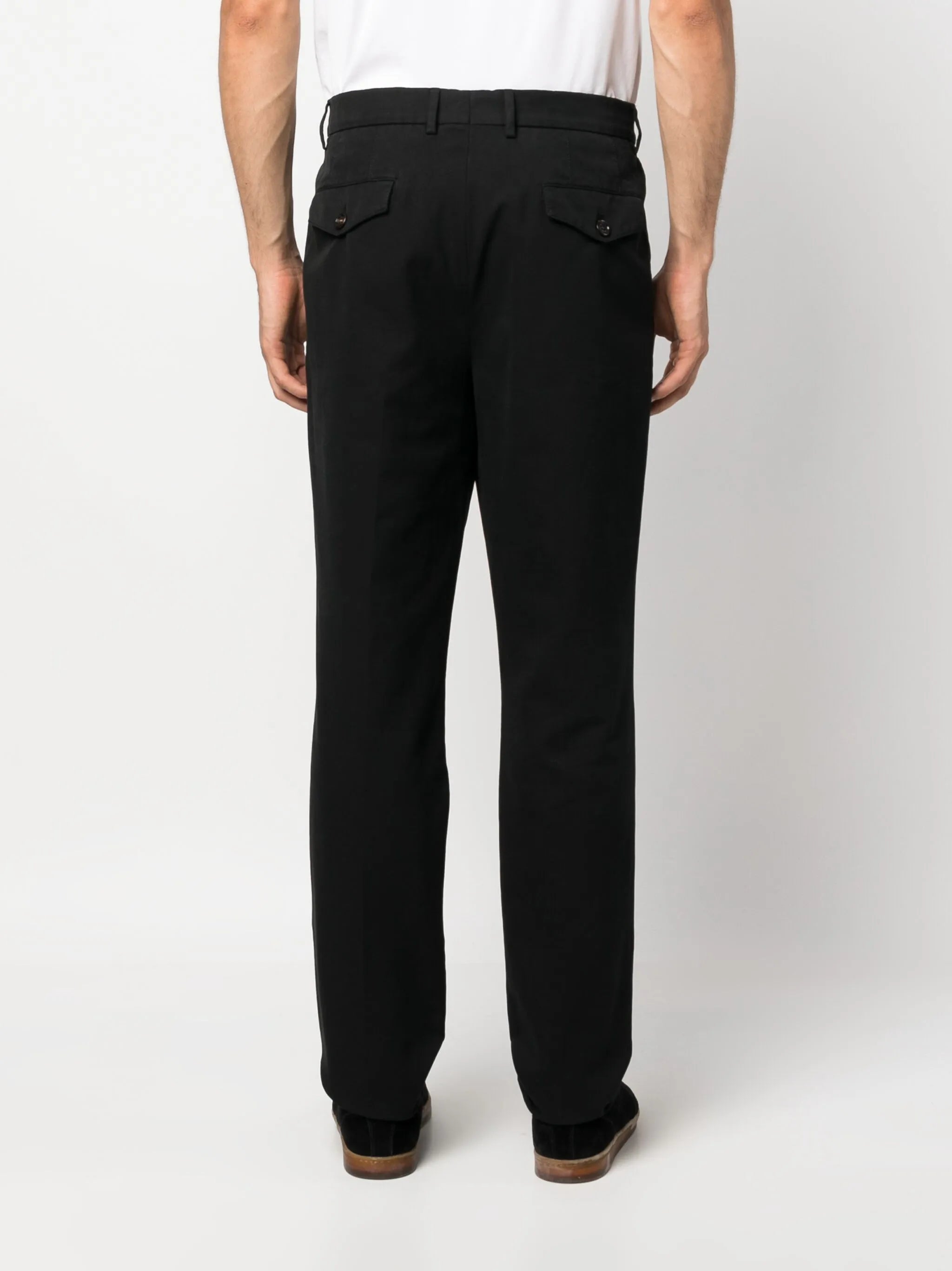 pleat-detail cotton chino trousers