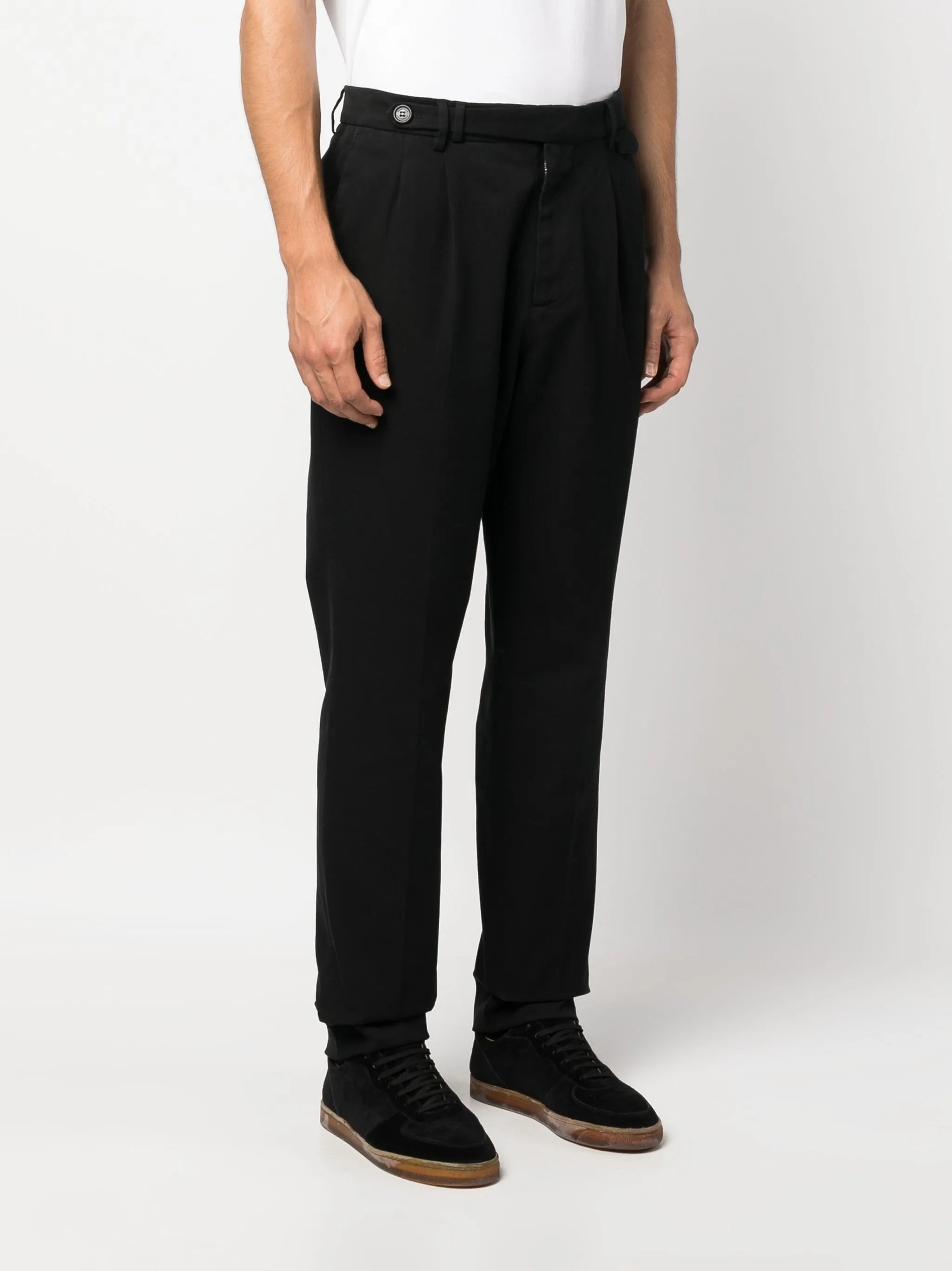 pleat-detail cotton chino trousers
