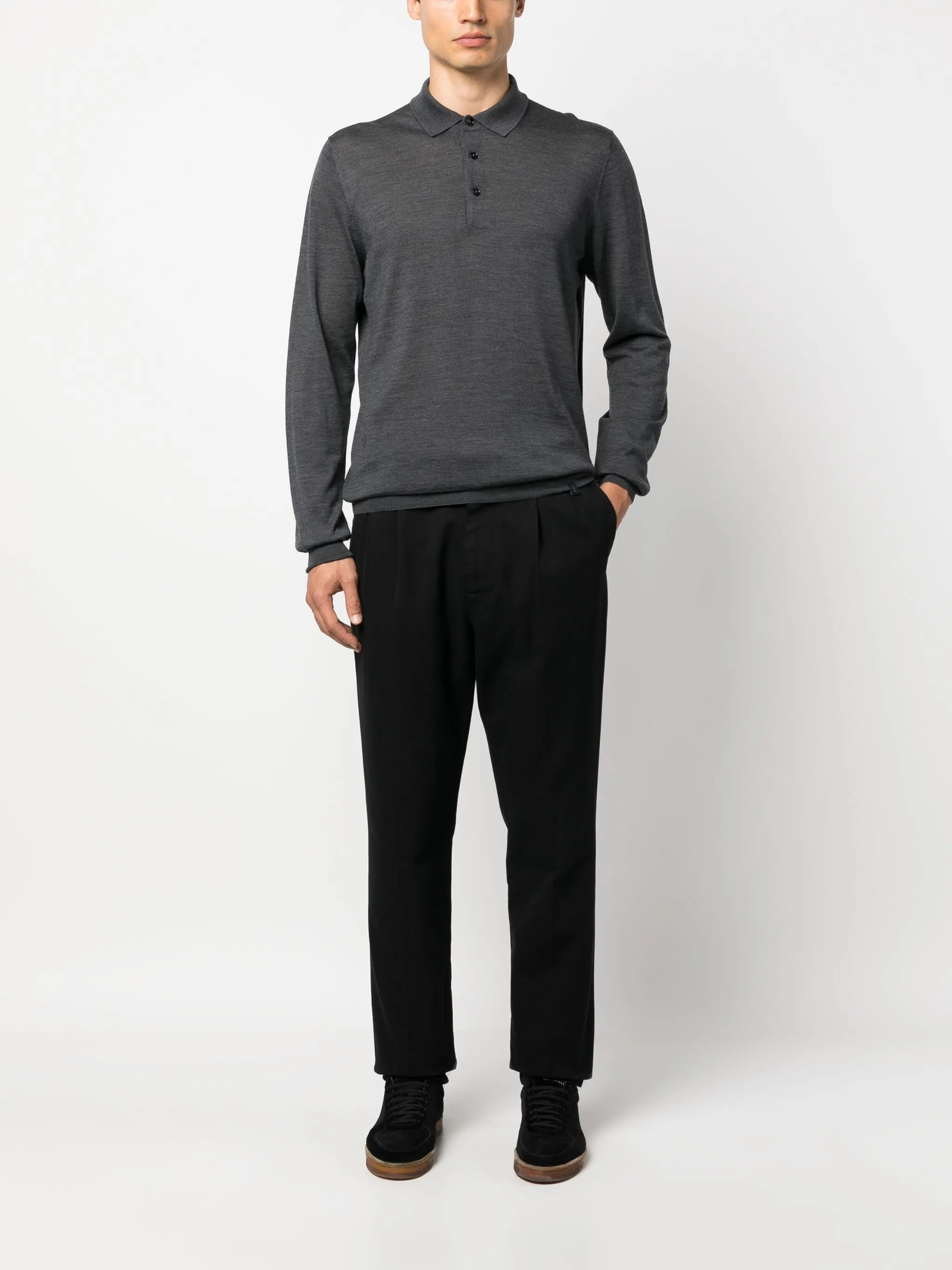 pleat-detail cotton chino trousers