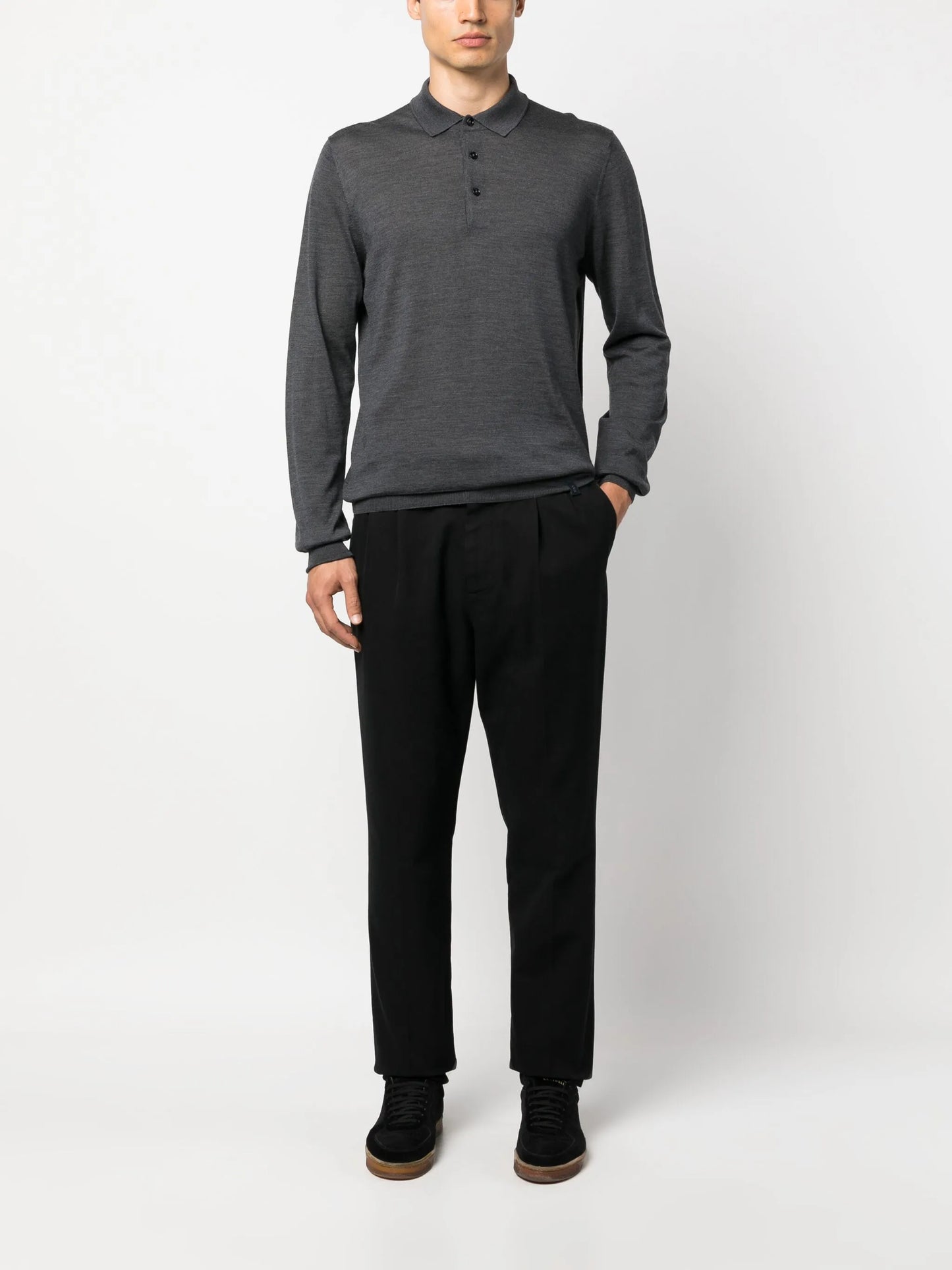 pleat-detail cotton chino trousers