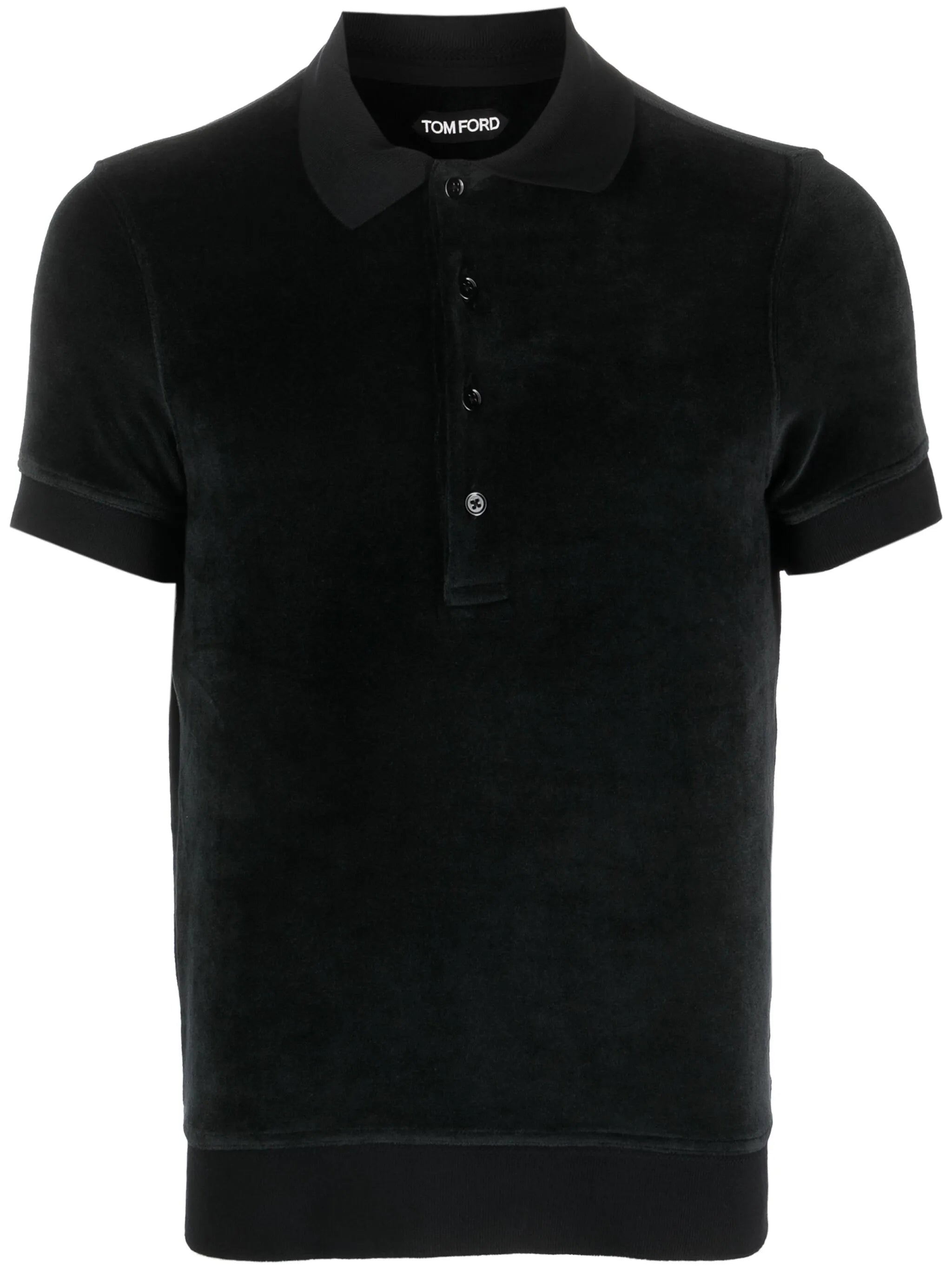 short-sleeve velvet polo shirt