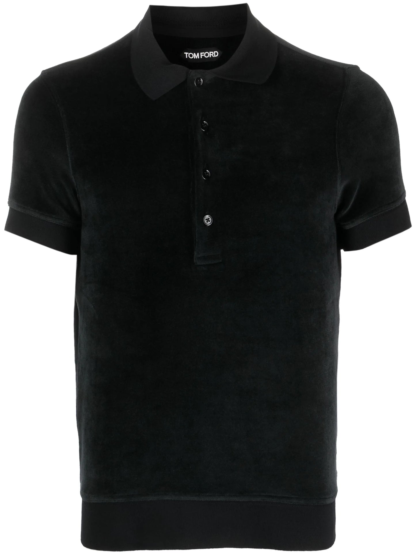 short-sleeve velvet polo shirt