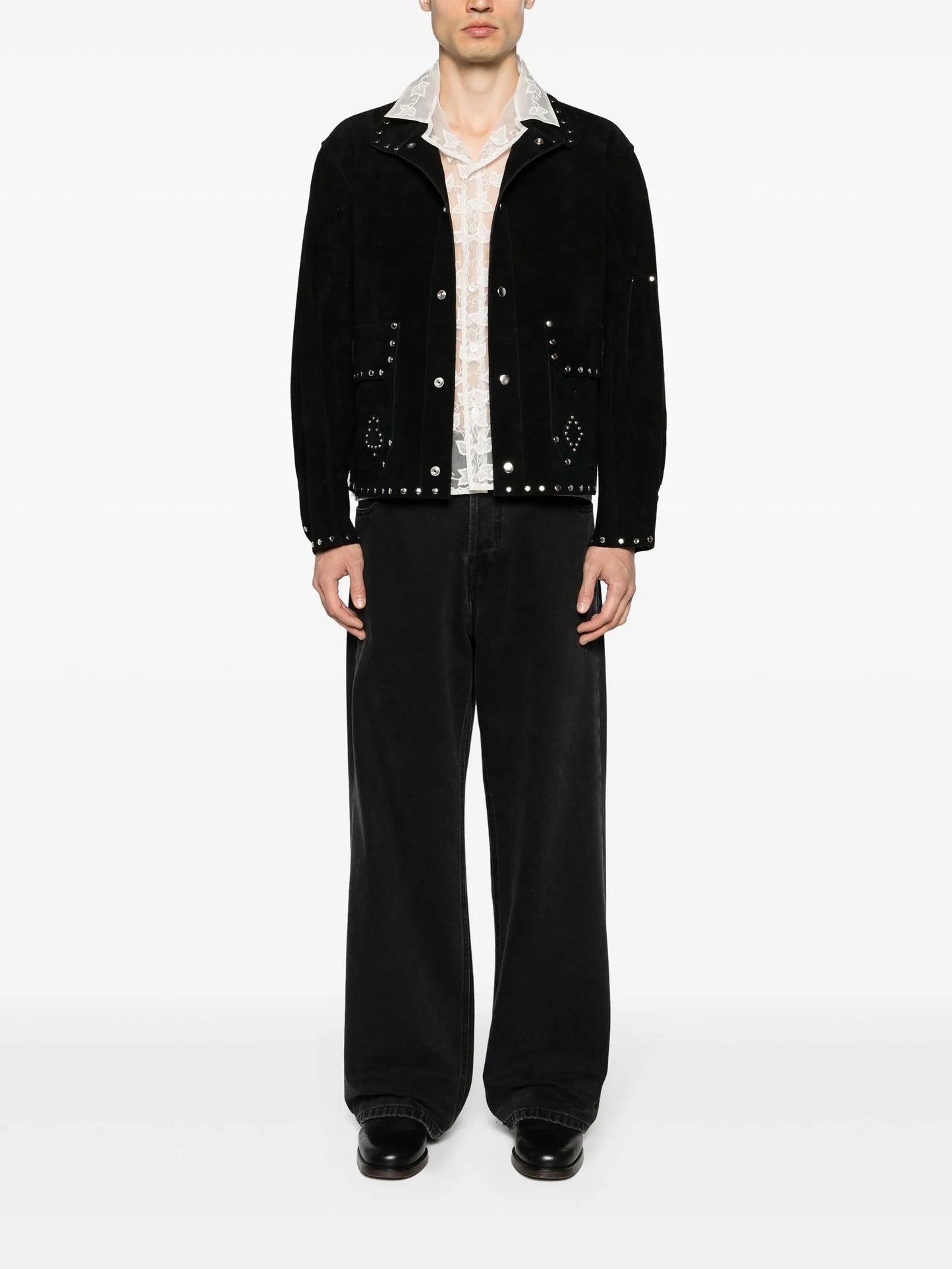 Deck Of Cards studded suede jacket