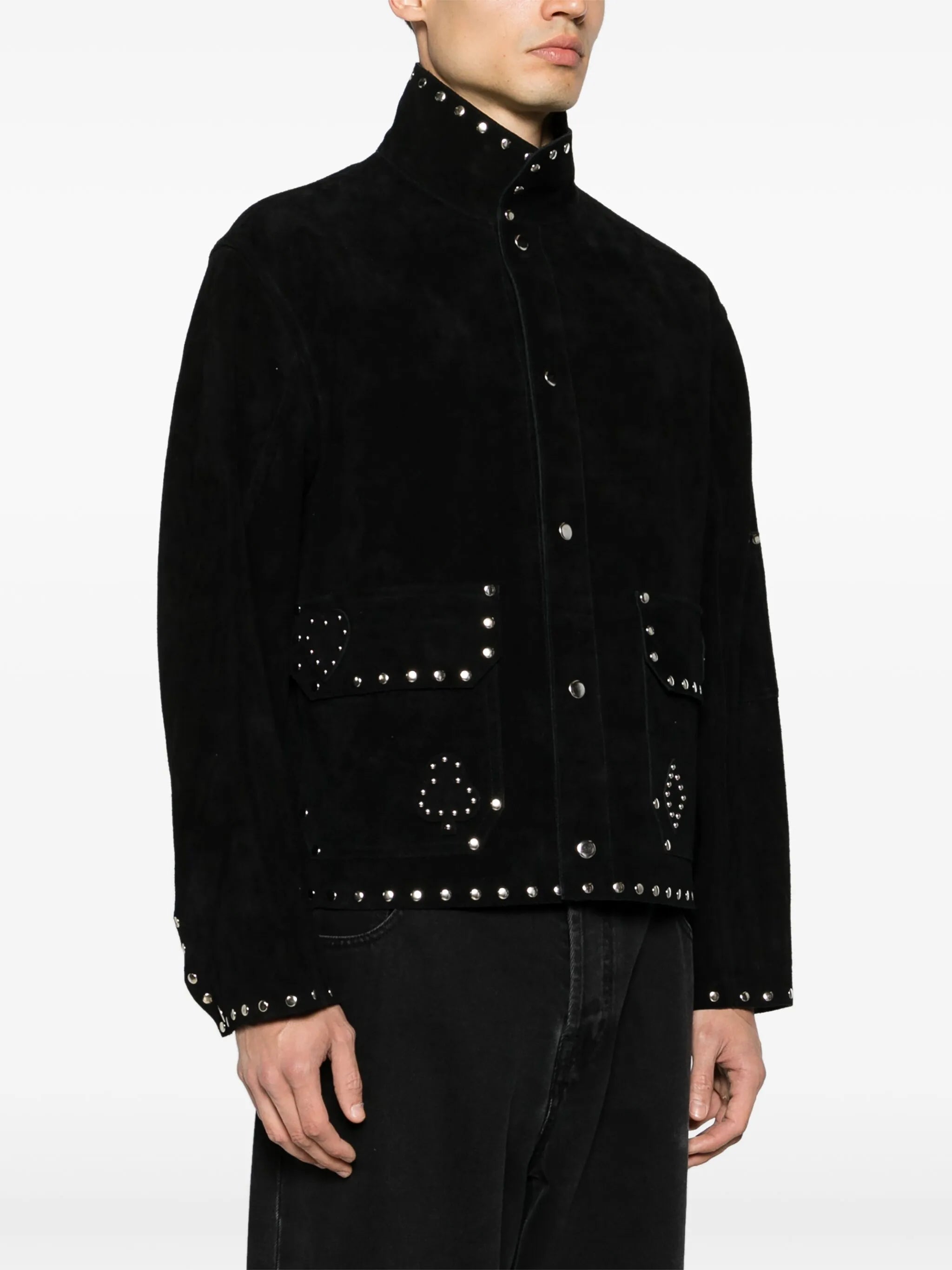 Deck Of Cards studded suede jacket