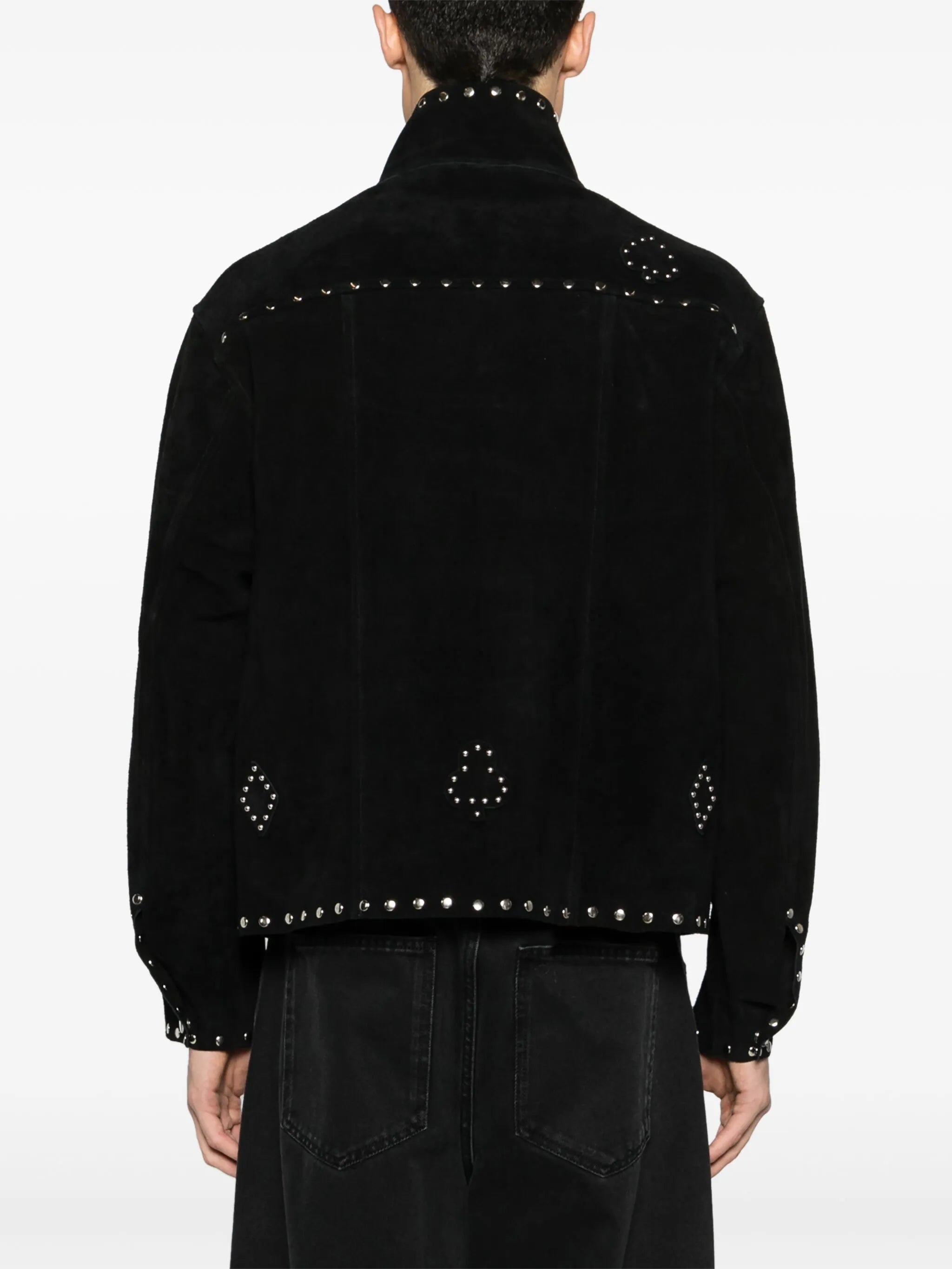 Deck Of Cards studded suede jacket
