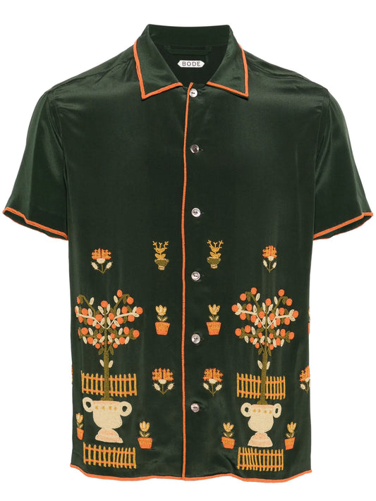 bead-embellished silk shirt