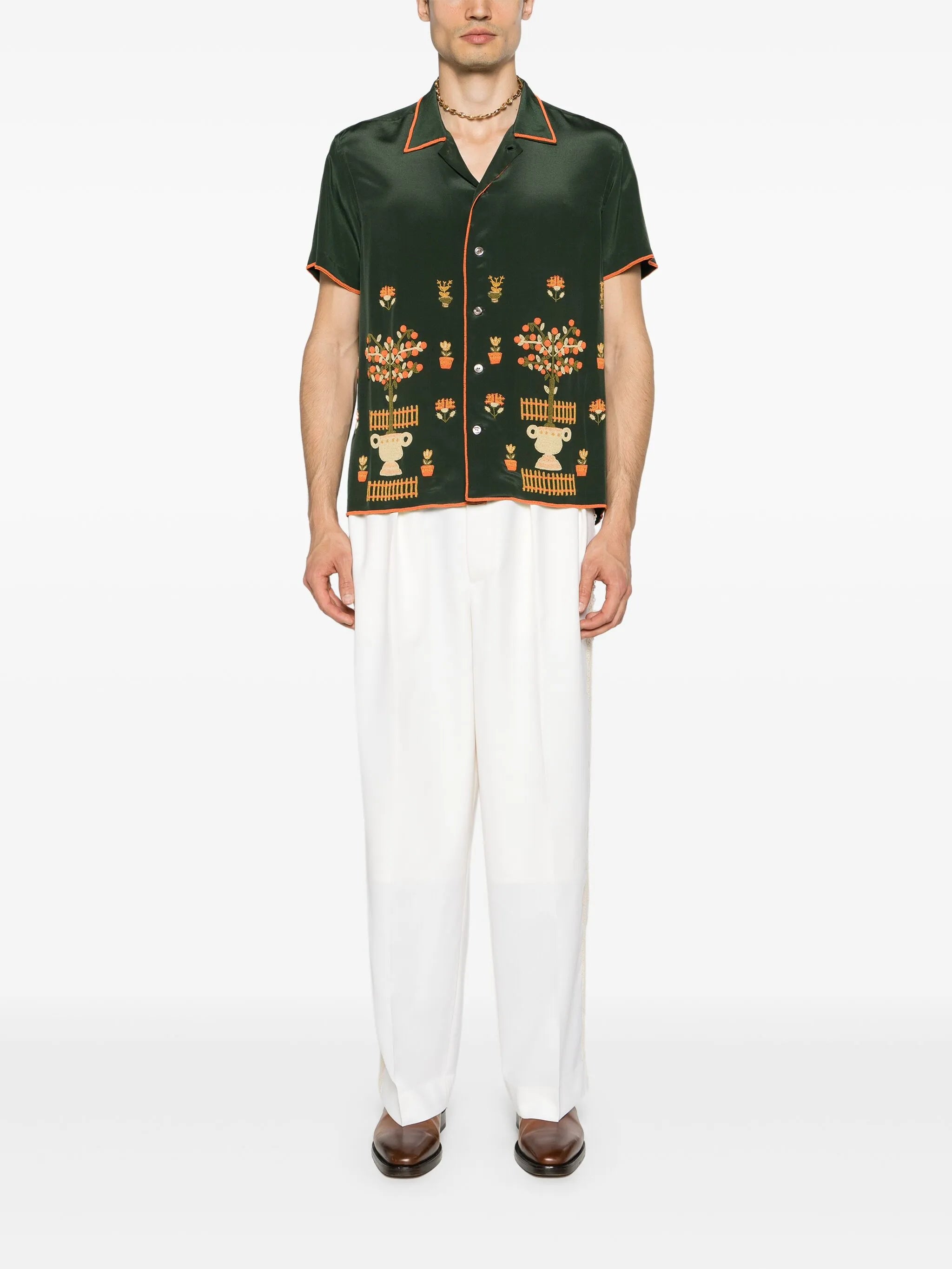 bead-embellished silk shirt