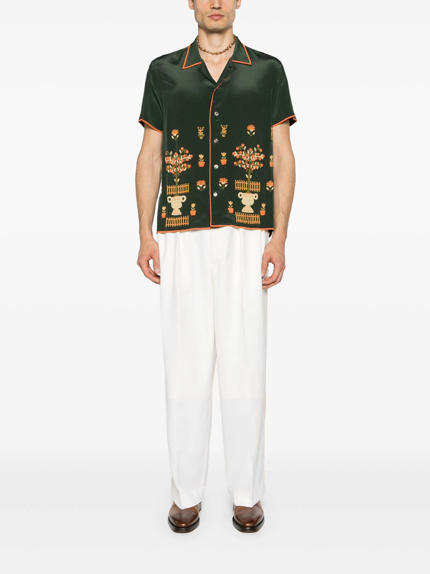 bead-embellished silk shirt