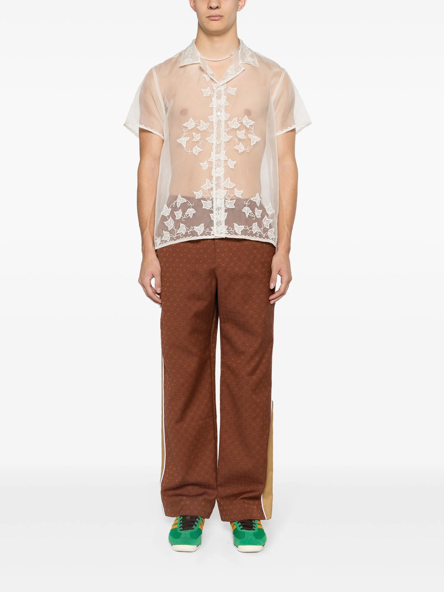 Ivy embroidered sheer shirt