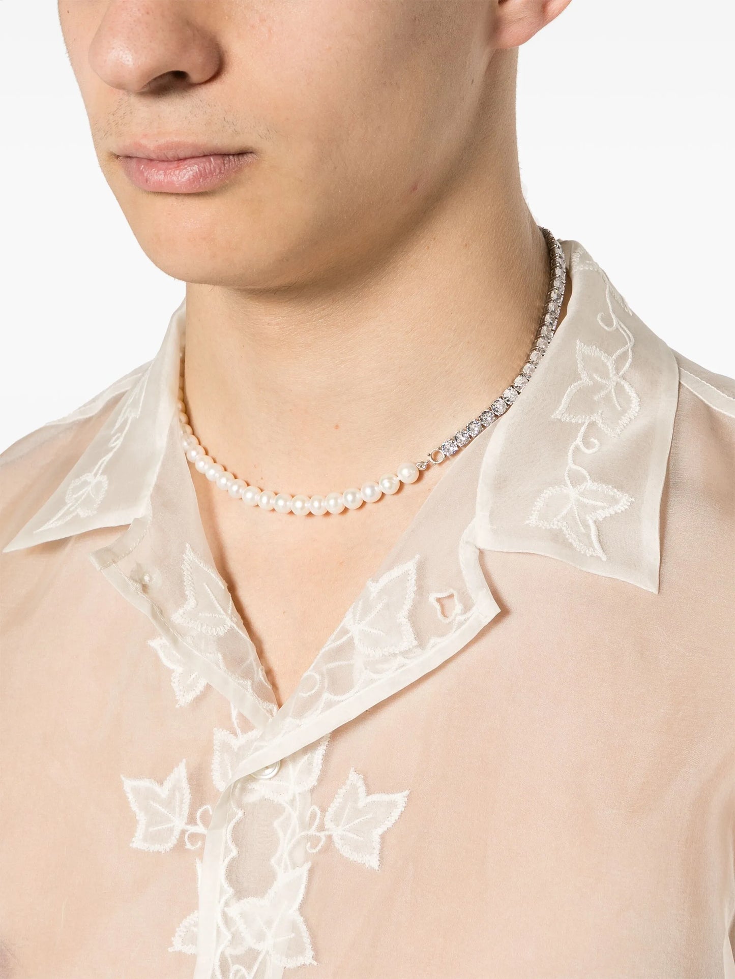 Ivy embroidered sheer shirt