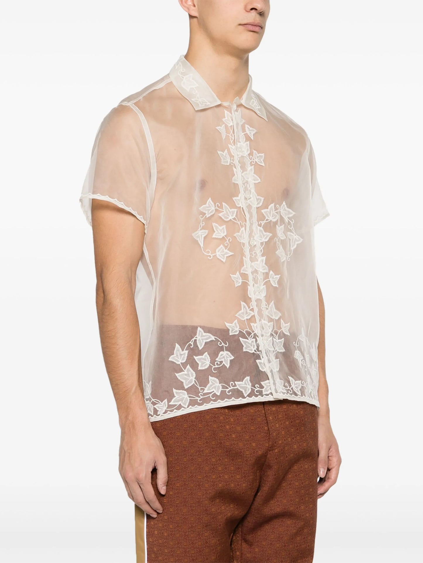 Ivy embroidered sheer shirt