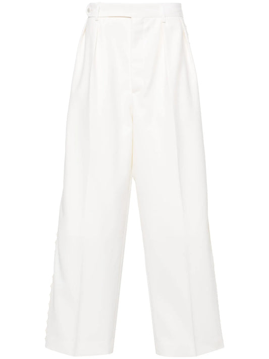 lace-trim tapered trousers