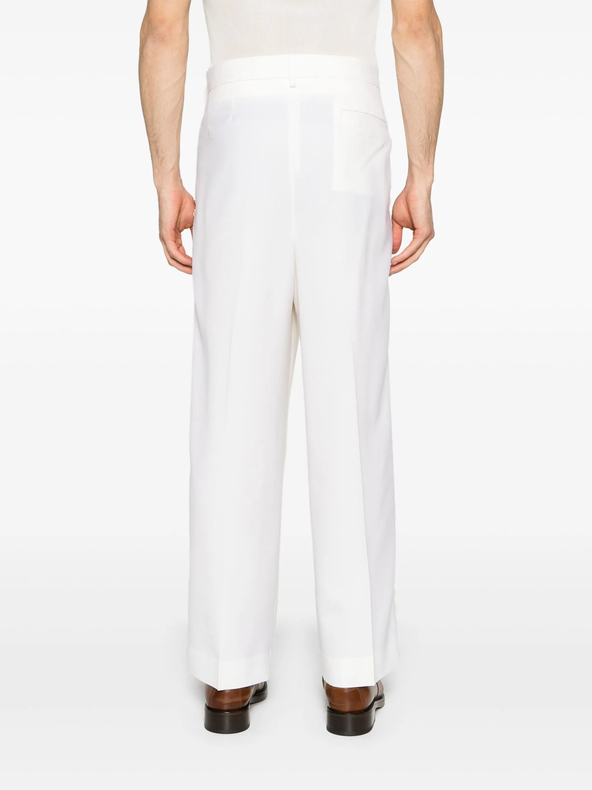 lace-trim tapered trousers