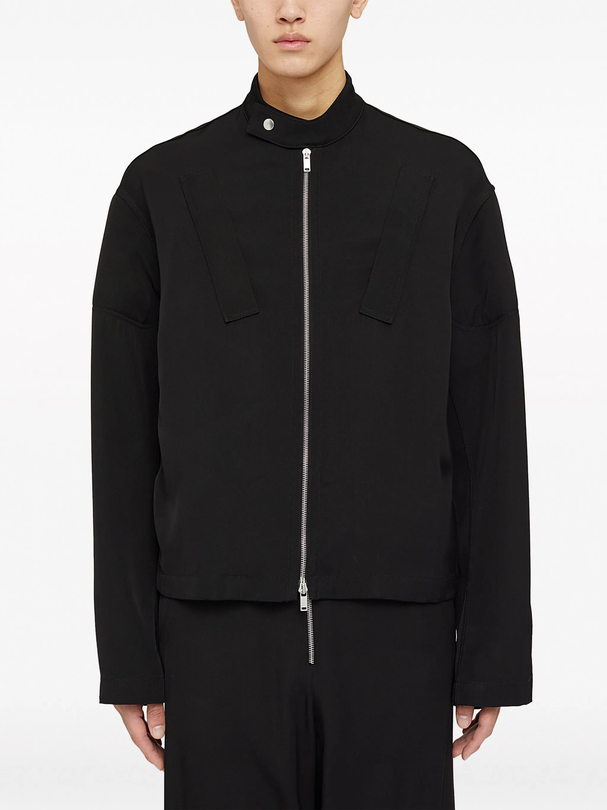 zip-up biker jacket