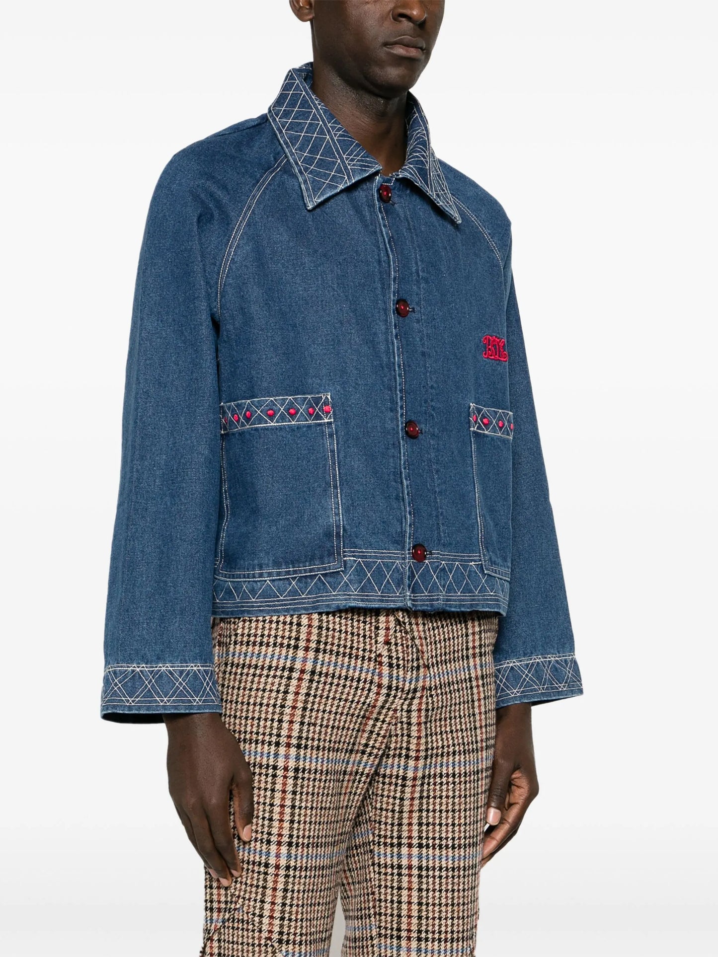 motif-embroidered denim jacket