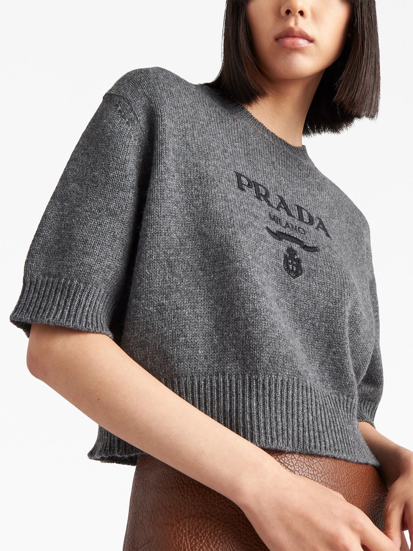 logo-intarsia cropped wool sweater