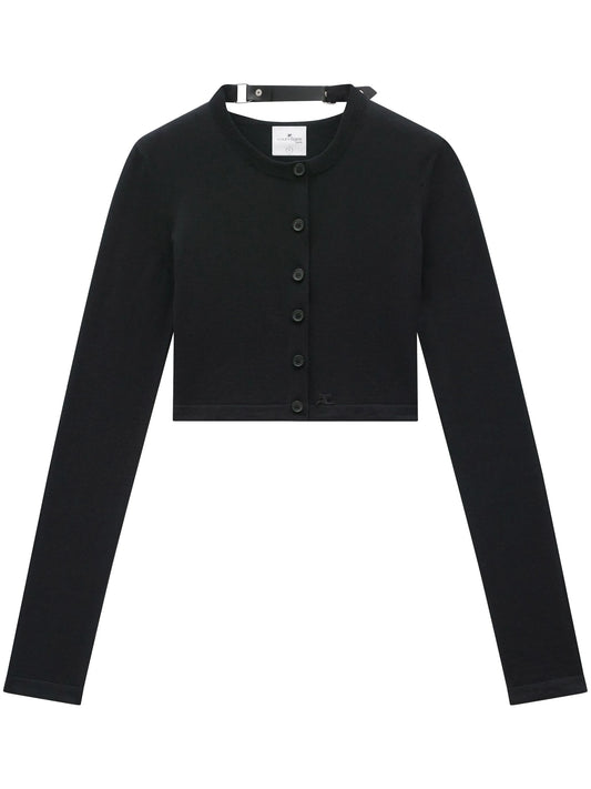 cropped fine-knit cardigan