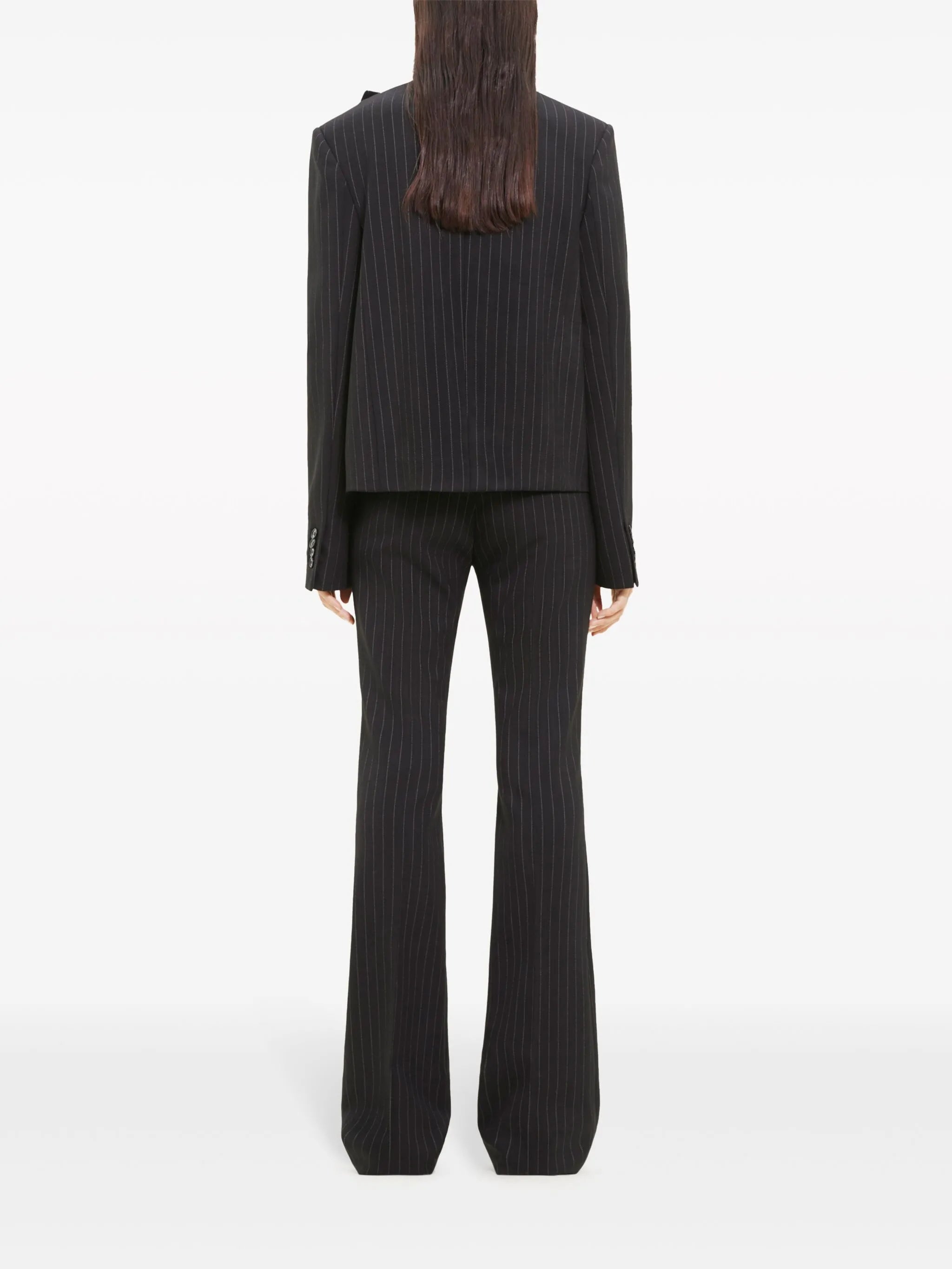 buckled pinstripe blazer