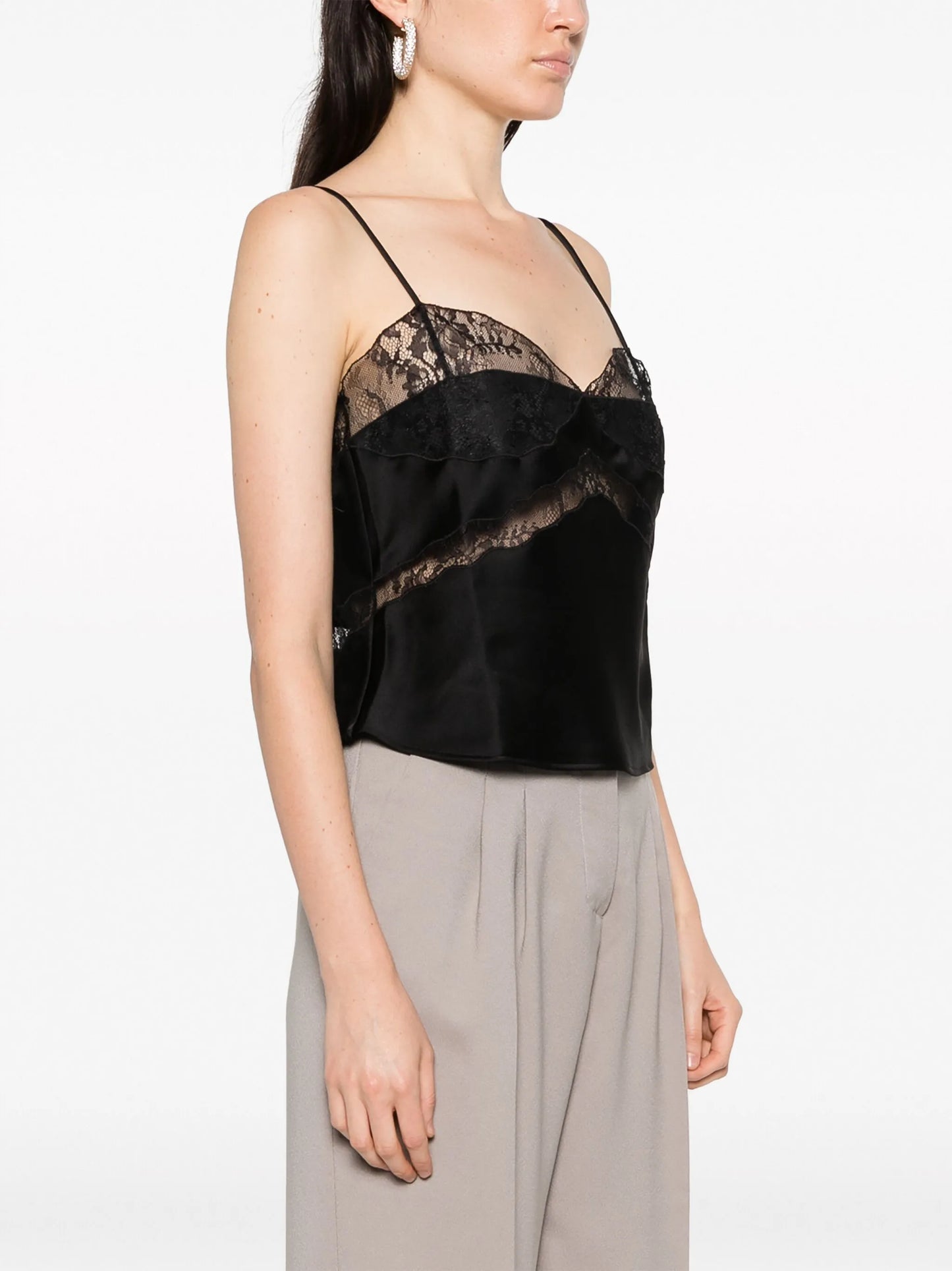 Narcisa lace-trim crop top