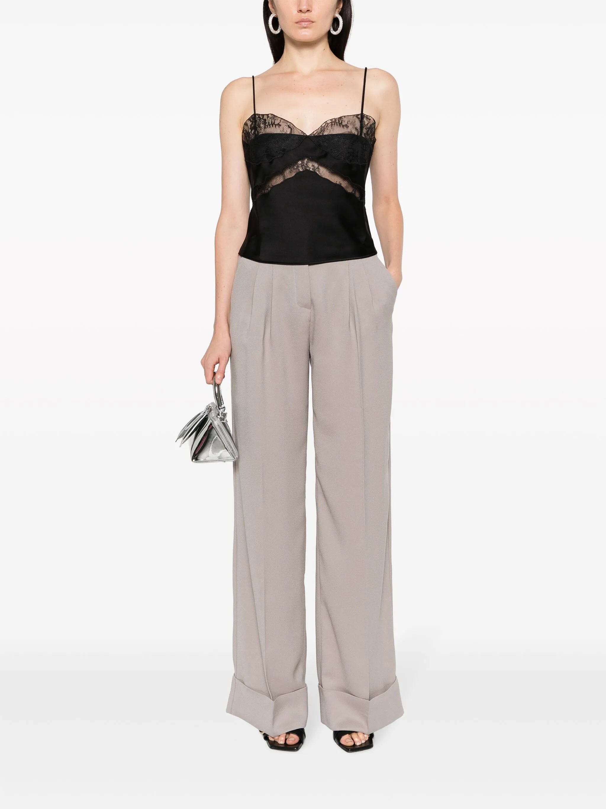 Narcisa lace-trim crop top
