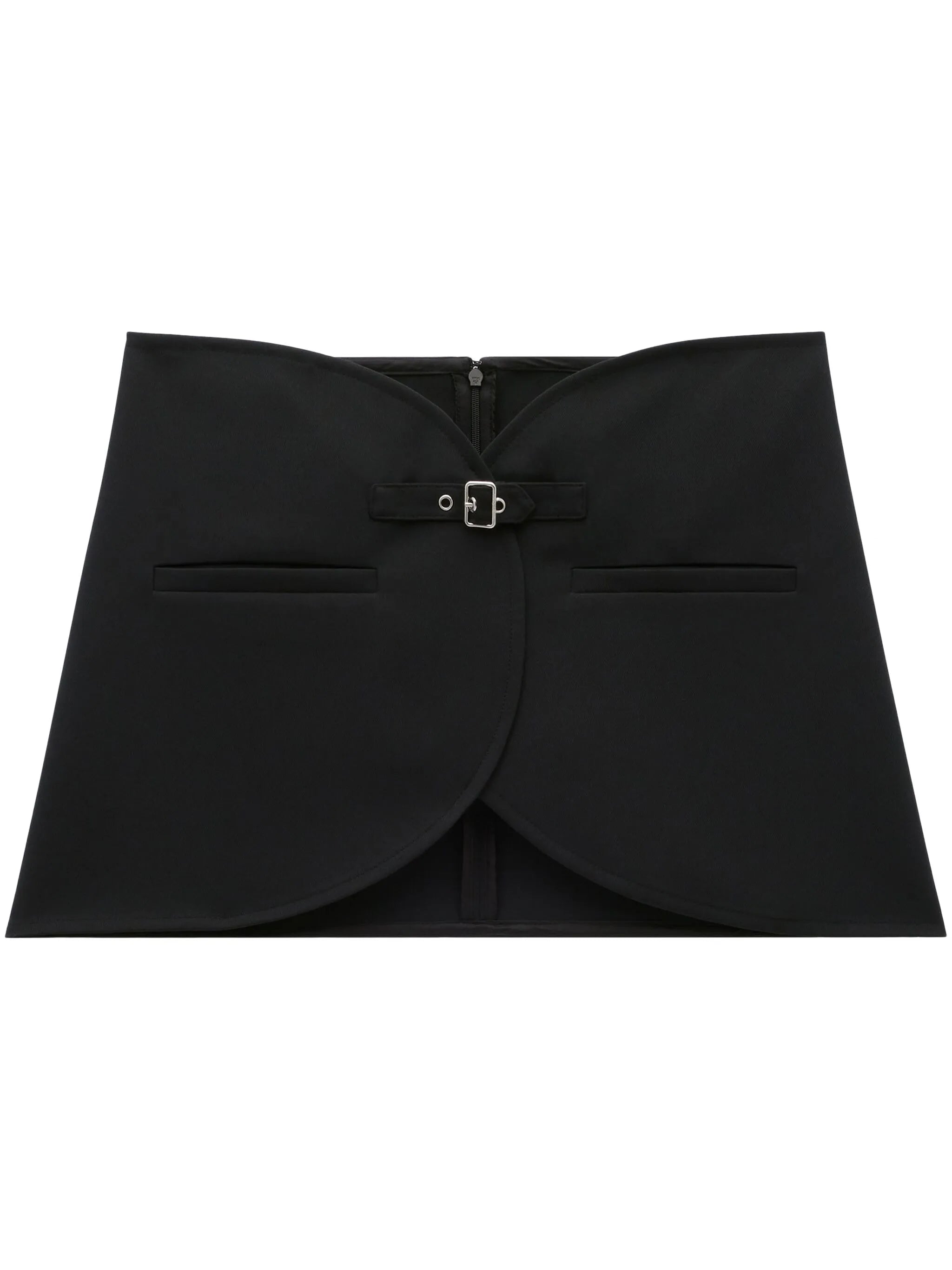 Ellipse buckle-strap twill miniskirt