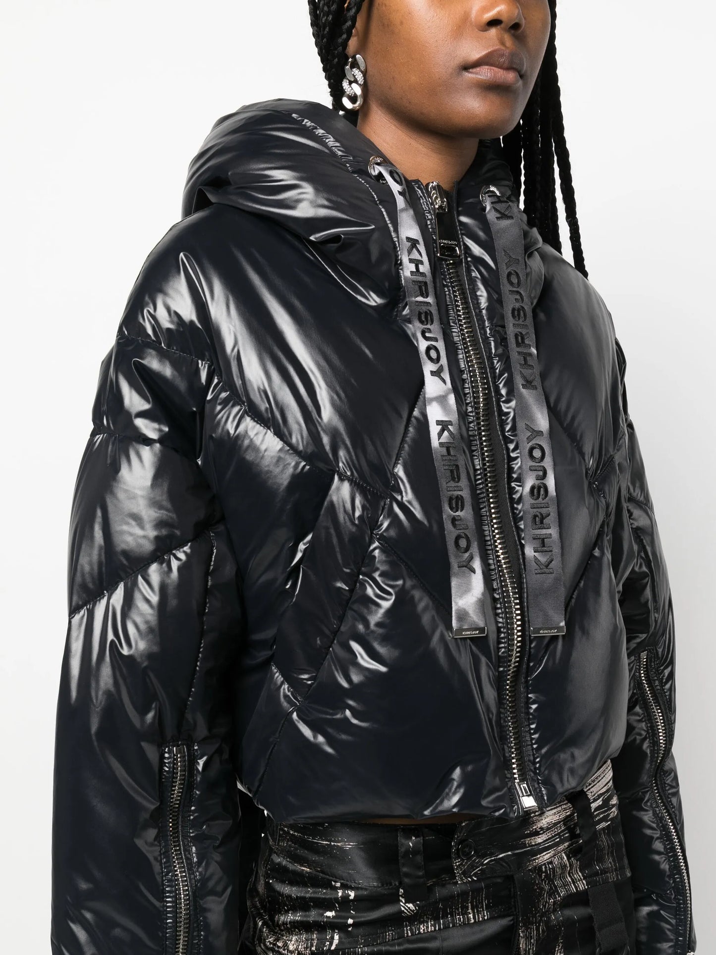 Puff quilted hooded cropped jacket