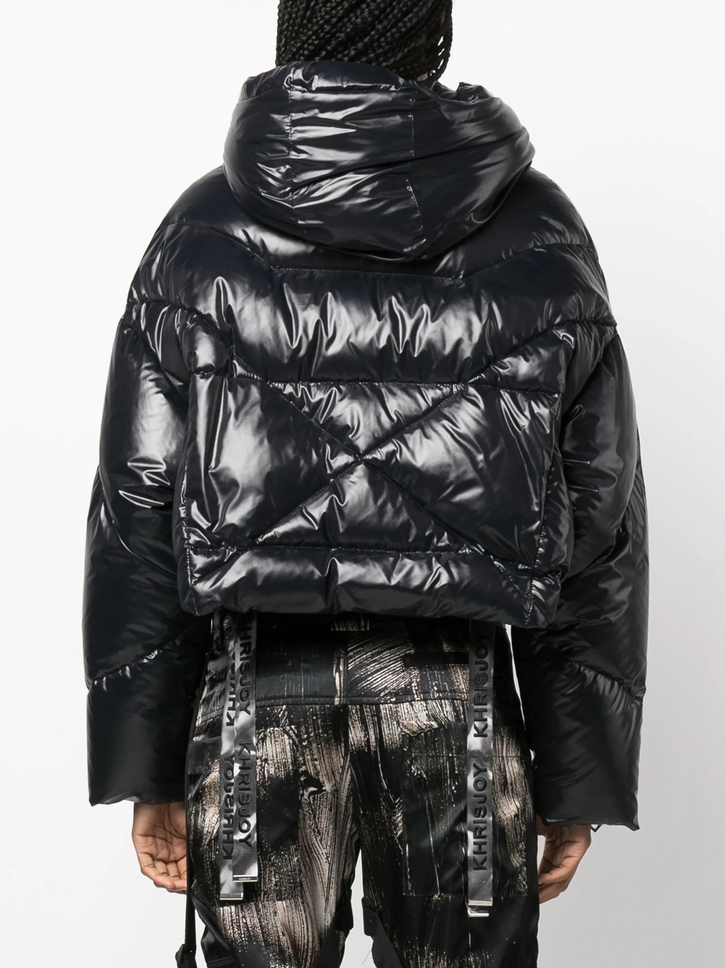 Puff quilted hooded cropped jacket
