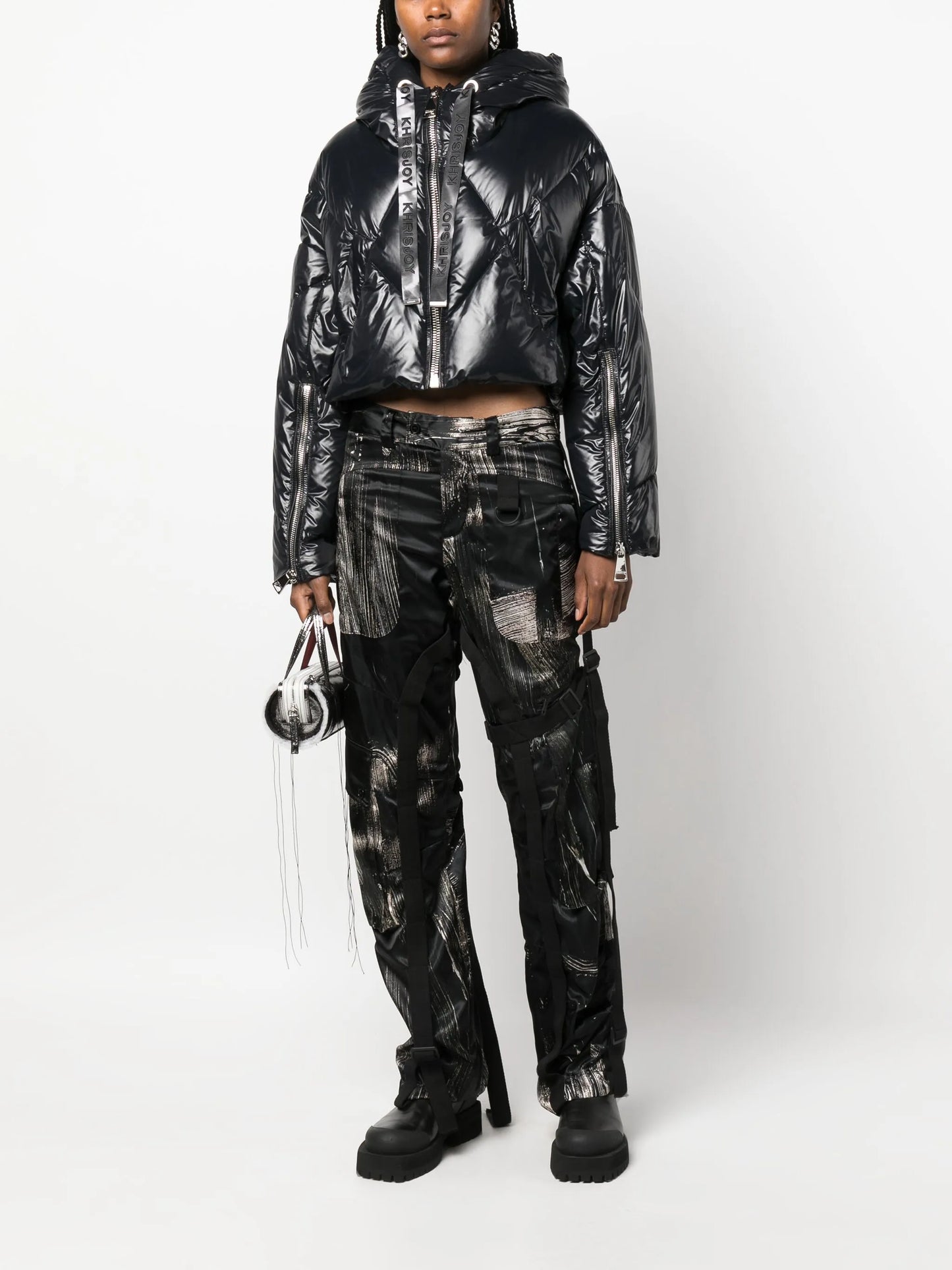 Puff quilted hooded cropped jacket