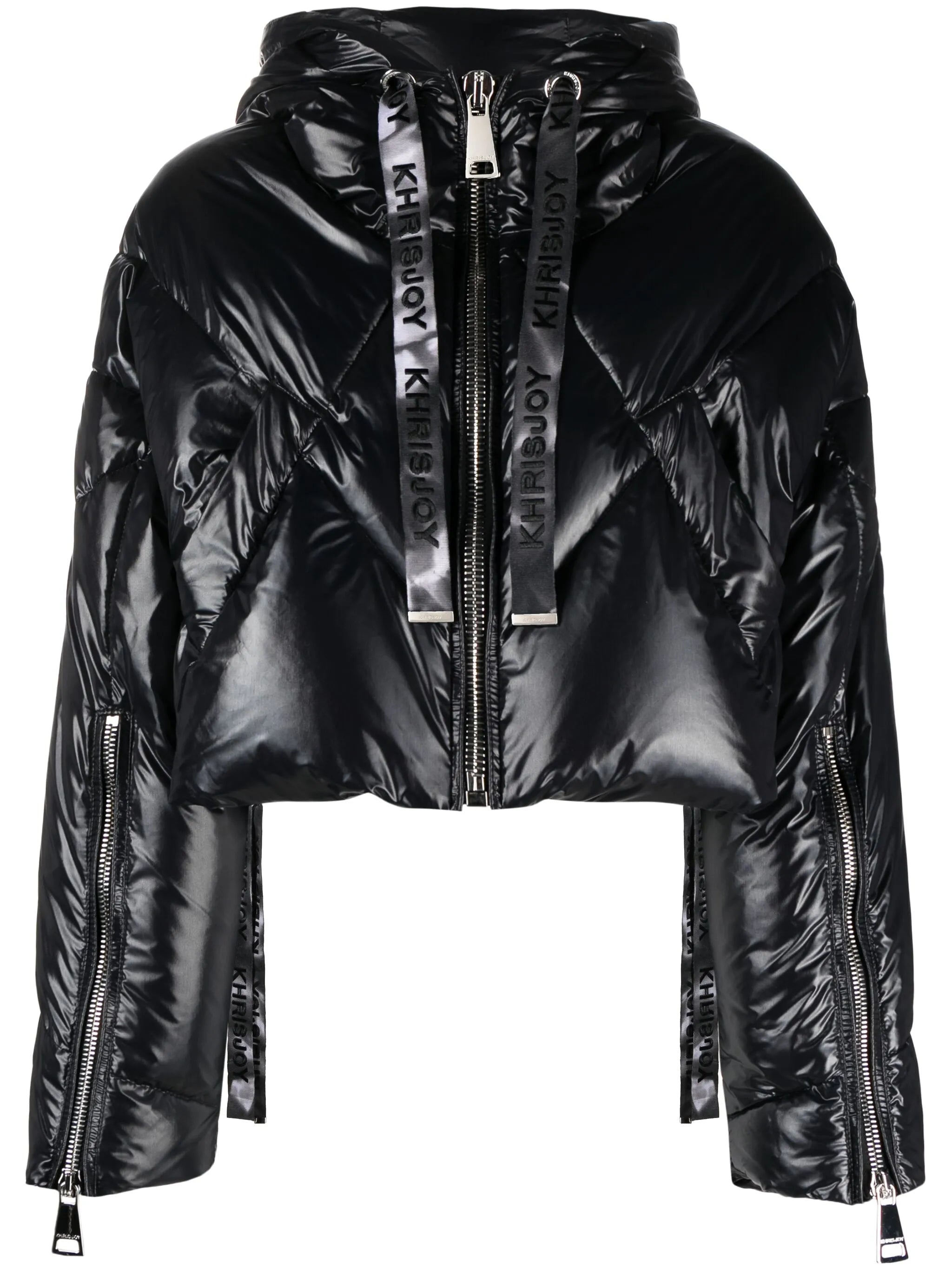 Puff quilted hooded cropped jacket