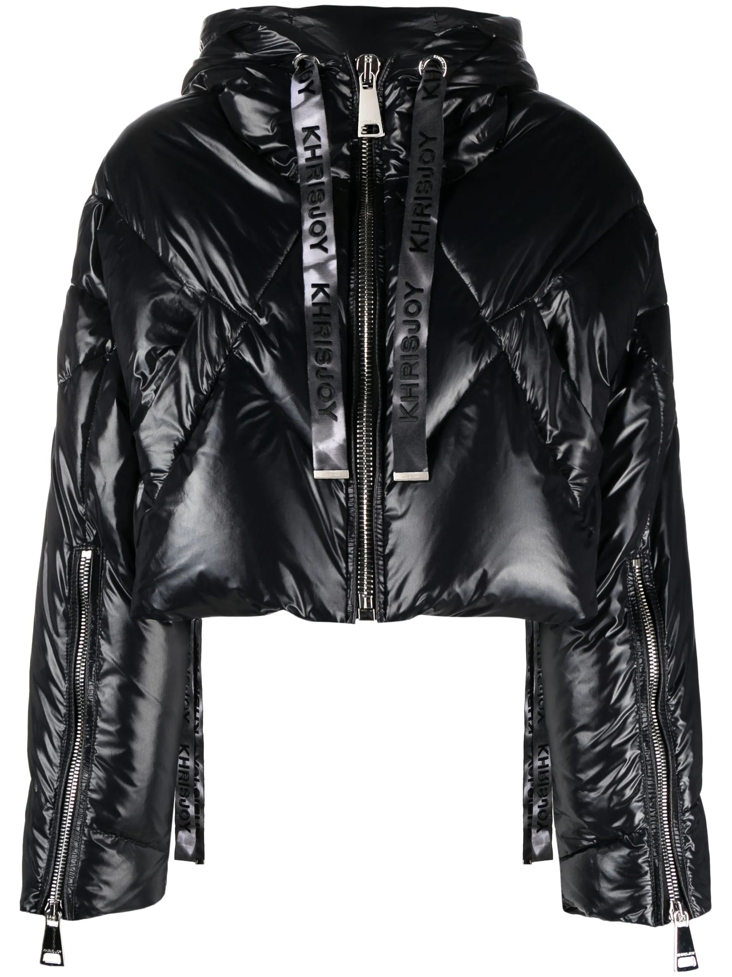 Puff quilted hooded cropped jacket