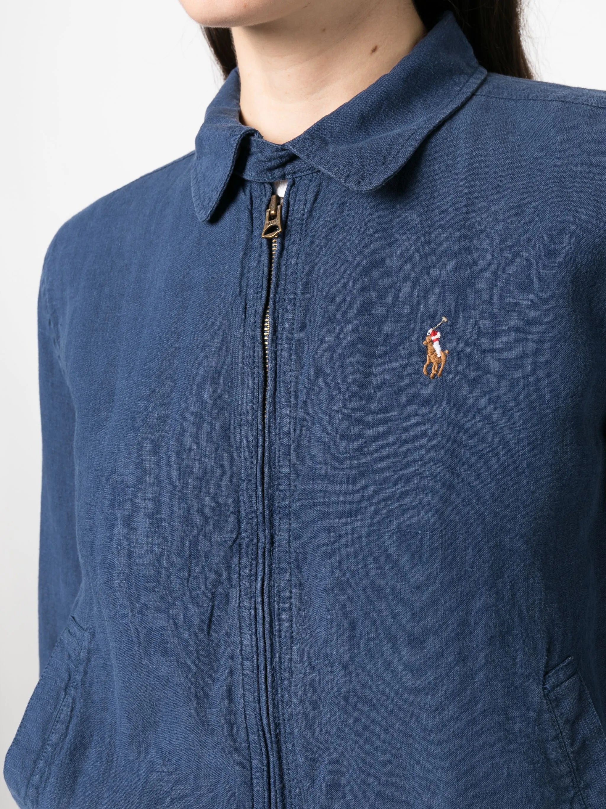 pony-embroidered linen bomber jacket