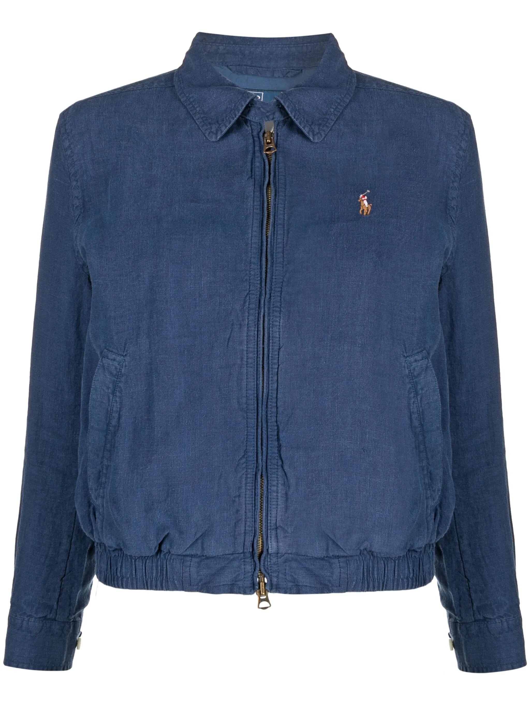 pony-embroidered linen bomber jacket