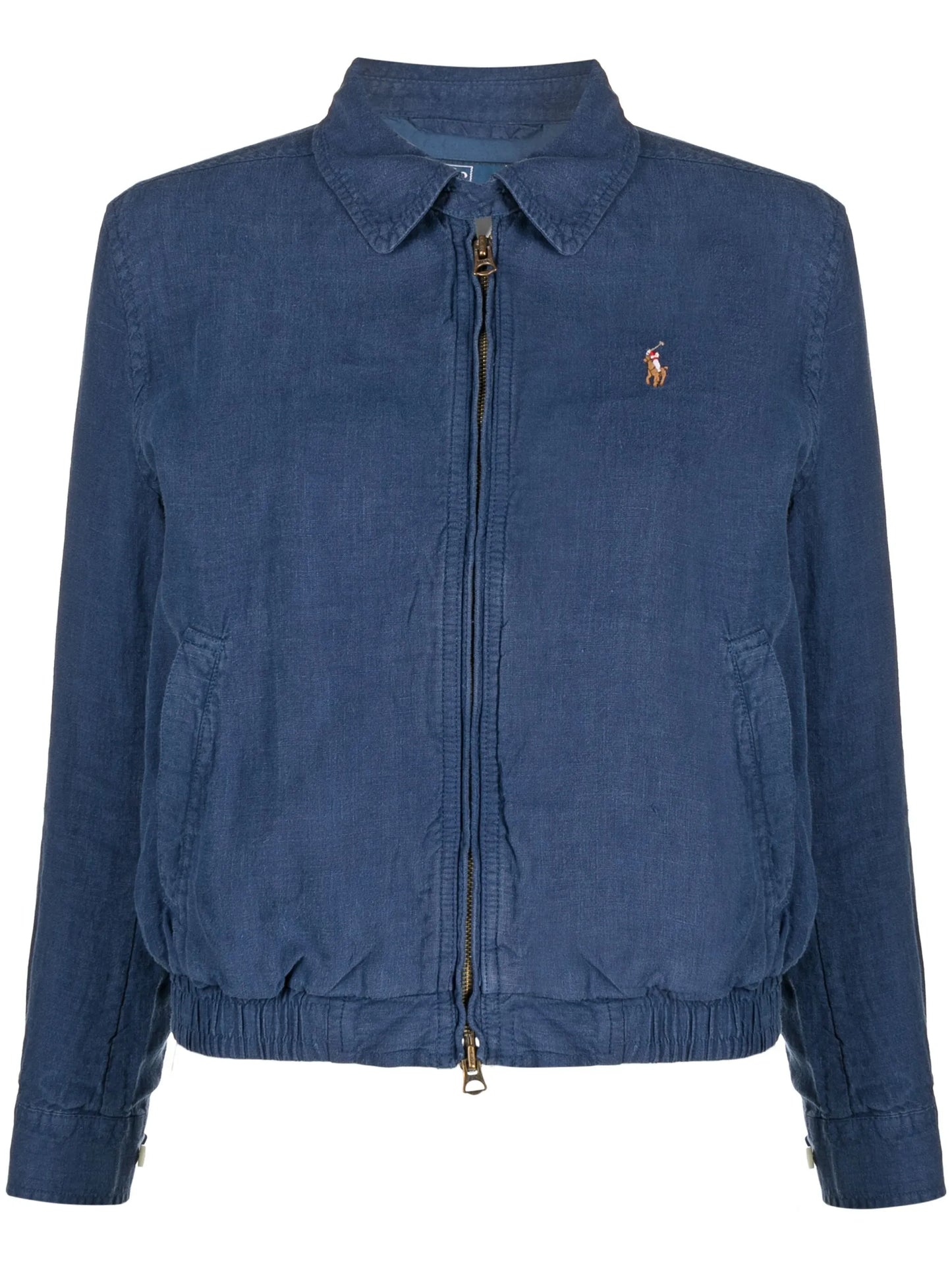 pony-embroidered linen bomber jacket