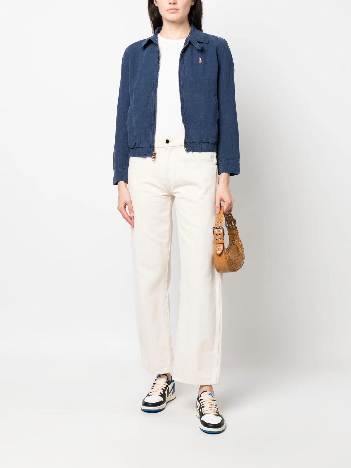 pony-embroidered linen bomber jacket