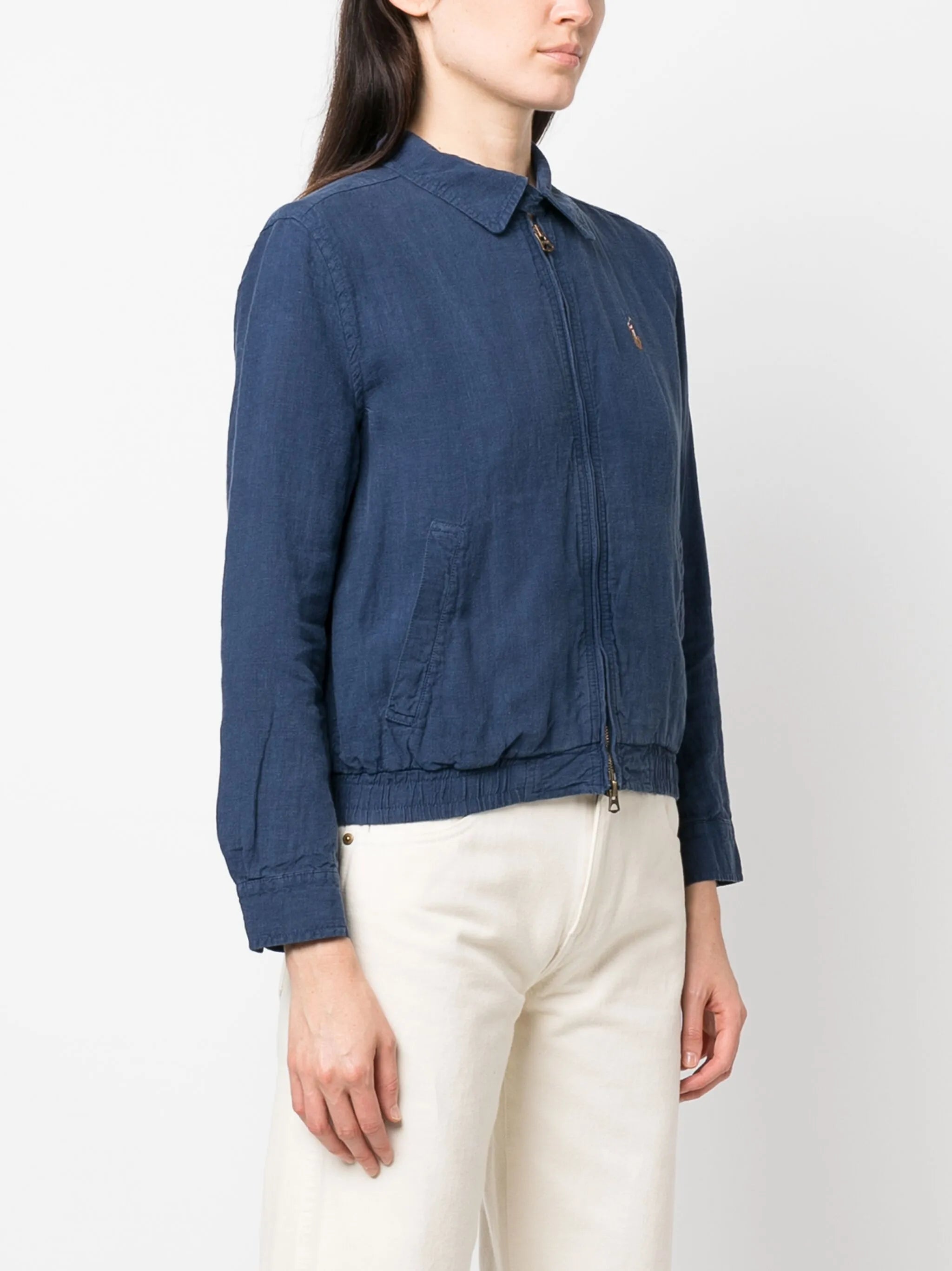 pony-embroidered linen bomber jacket