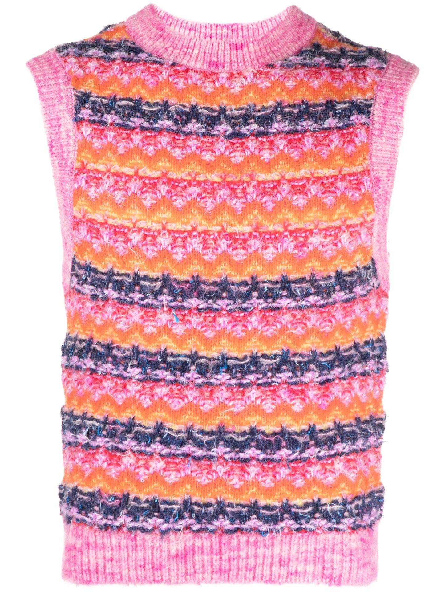 zigzag pattern-embroidered knitted top