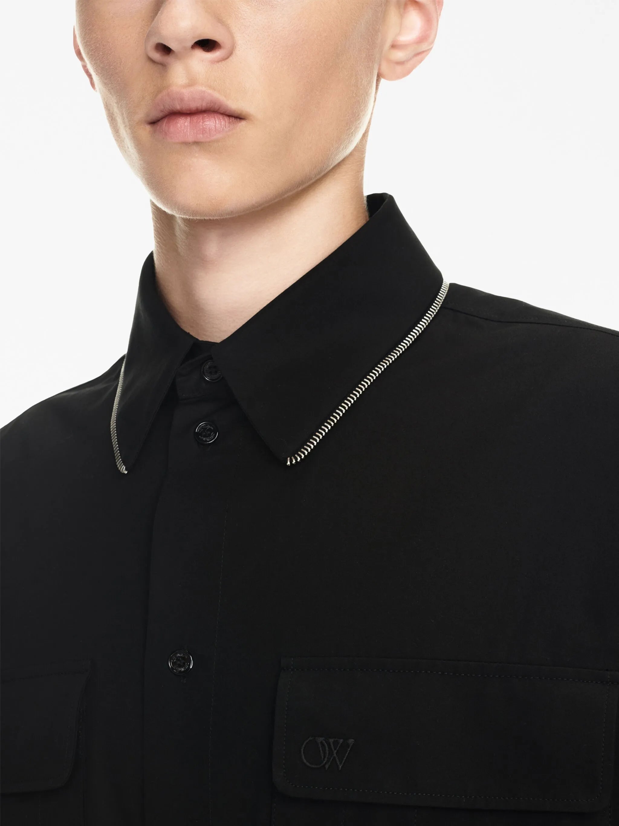 zip-edge cotton shirt