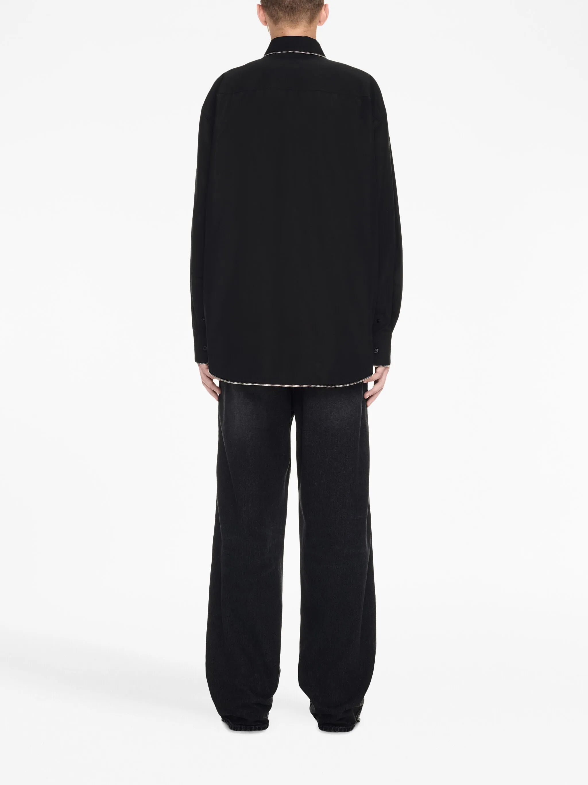 zip-edge cotton shirt