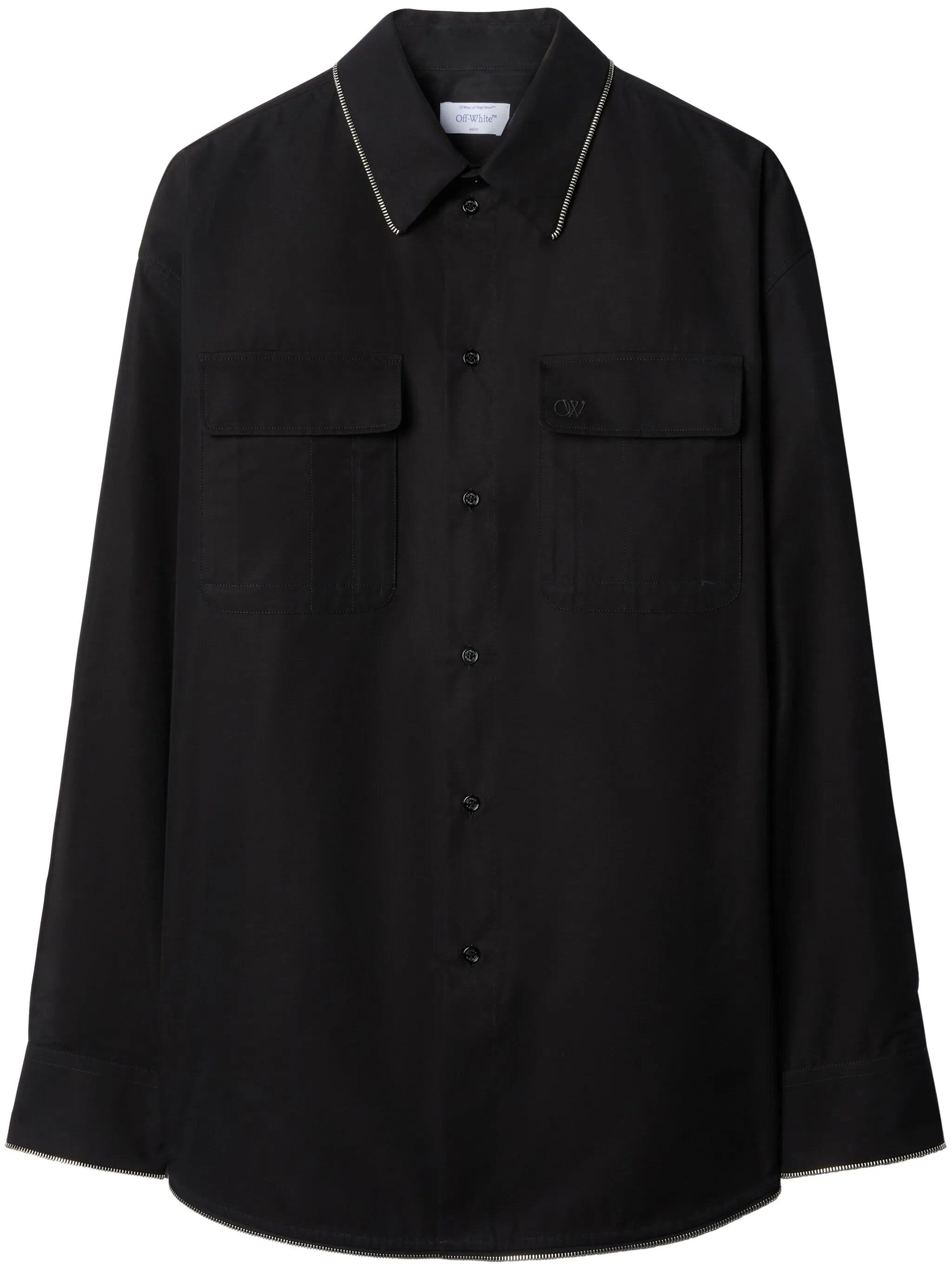zip-edge cotton shirt