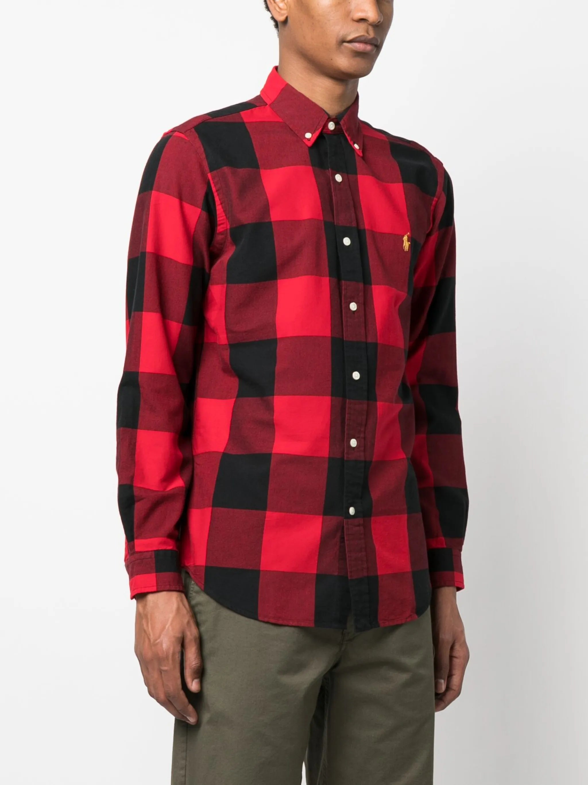 checked long-sleeve cotton shirt