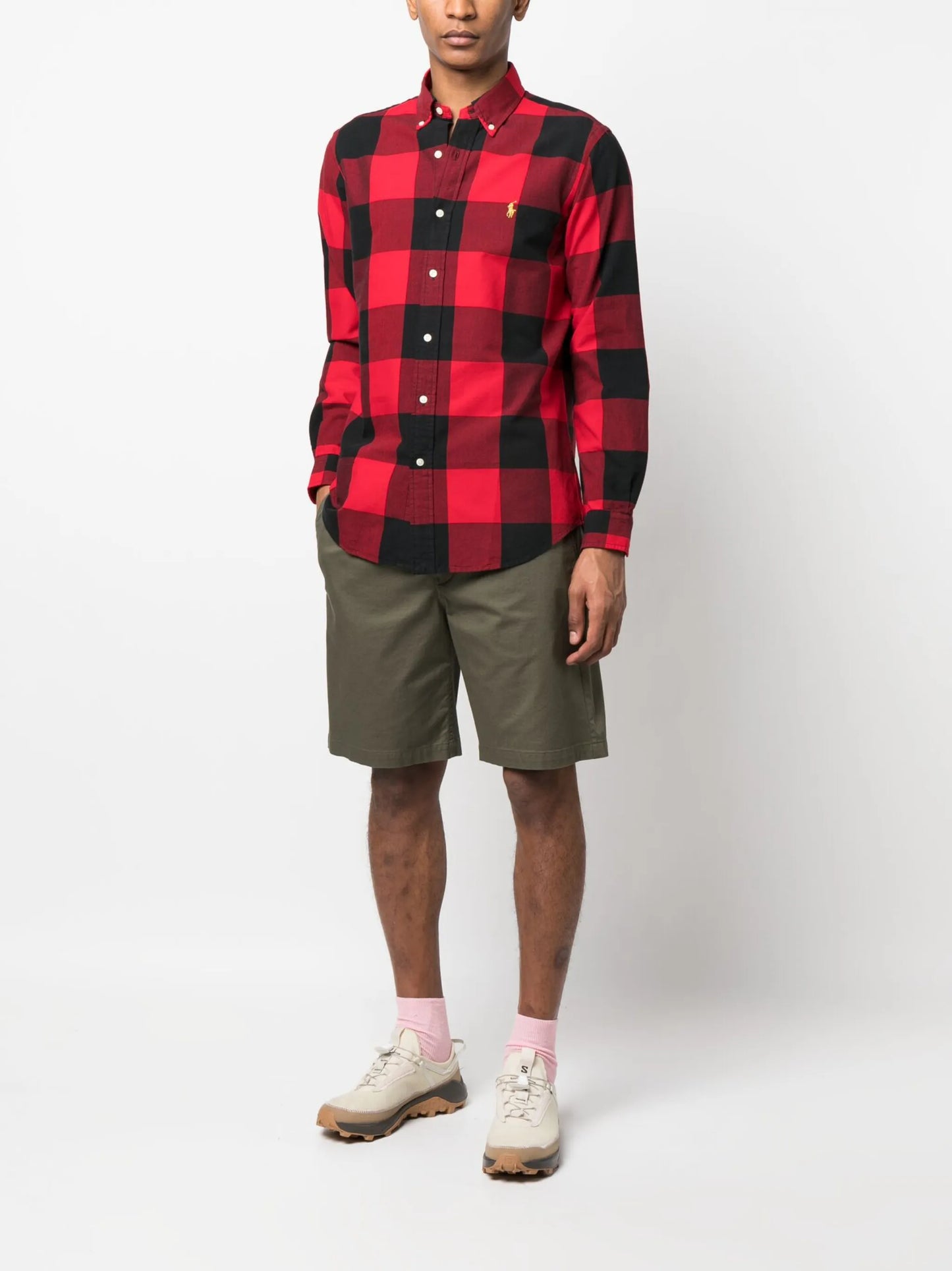 checked long-sleeve cotton shirt